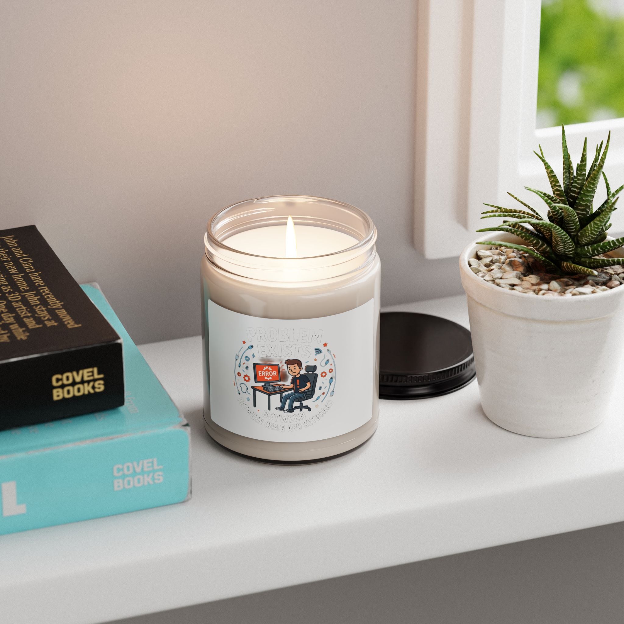 "Problem Exists Between Chair & Keyboard" Funny Programmer Gift Scented Candle (9oz)