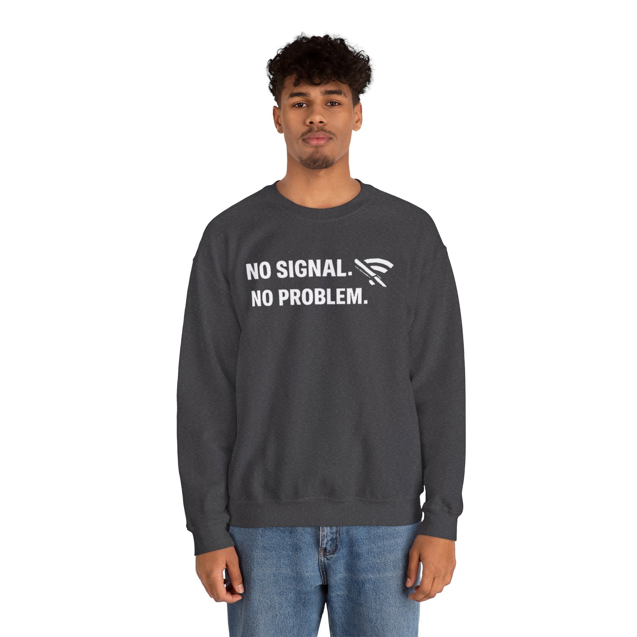"No Signal, No Problem" Unisex Heavy Blend™ Tech Humor Crewneck Sweatshirt