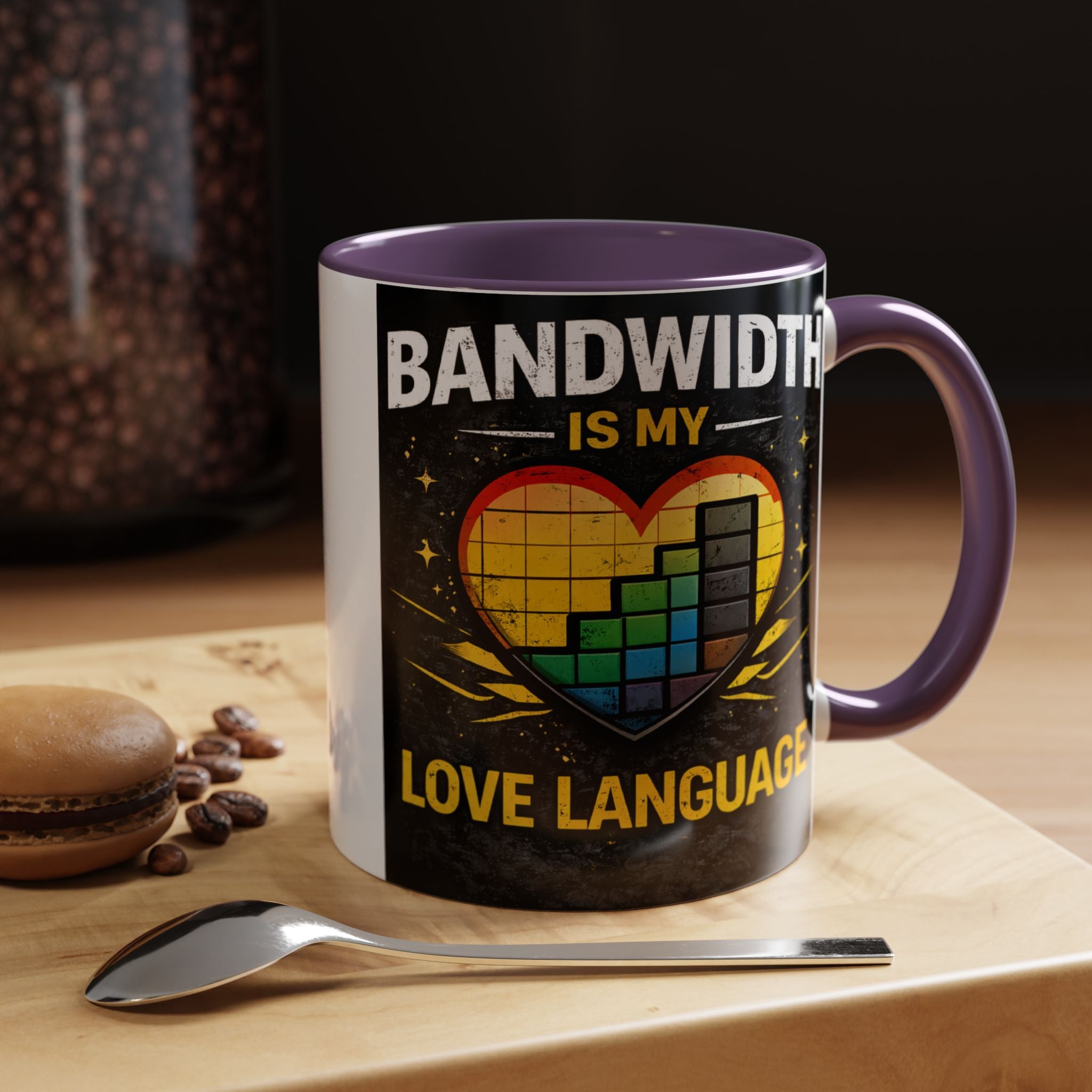 "Bandwidth is my Love Language" IT Humor Accent Coffee Mug (11, 15oz)