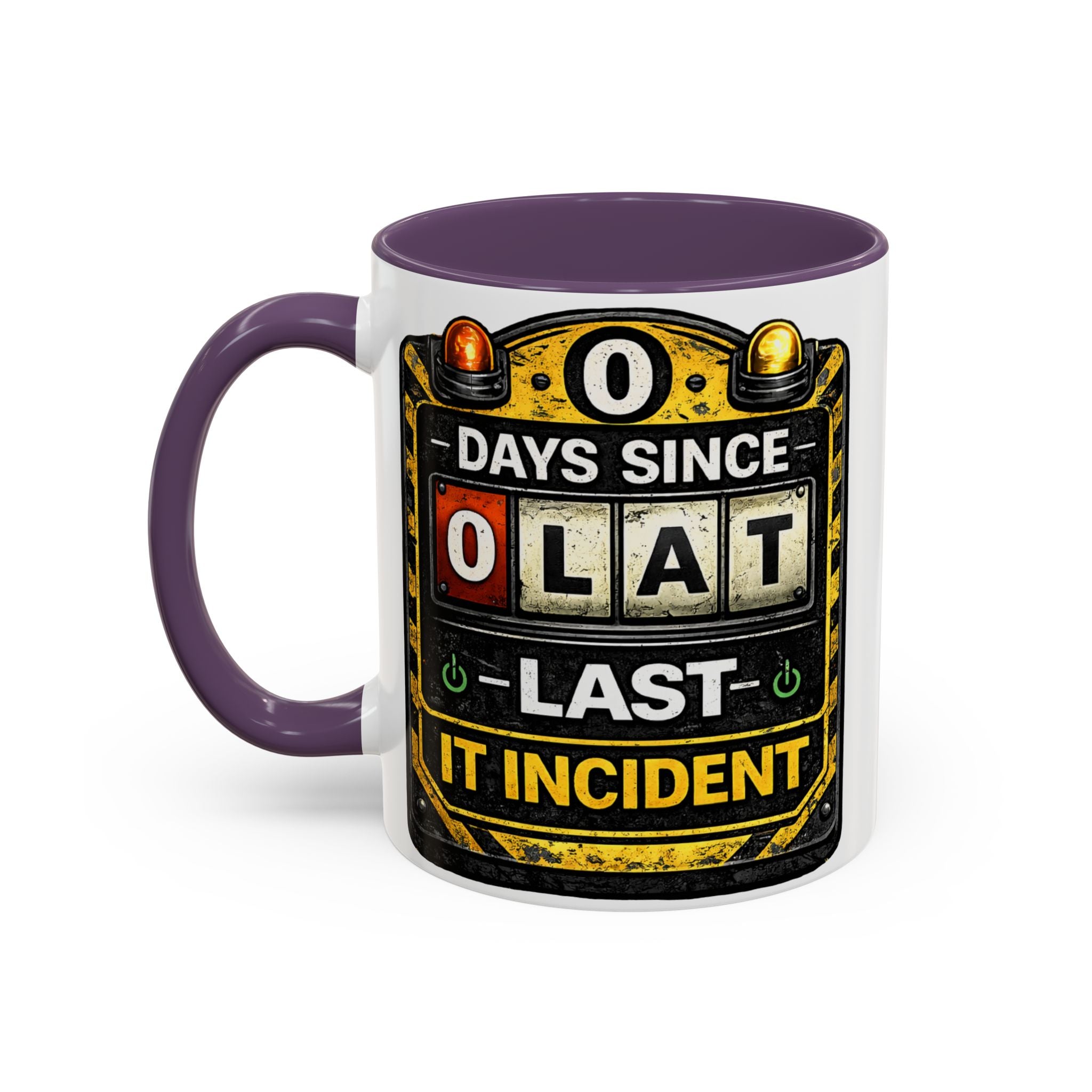 "0 Days Since Last IT Incident" IT Humor Accent Coffee Mug (11, 15oz)