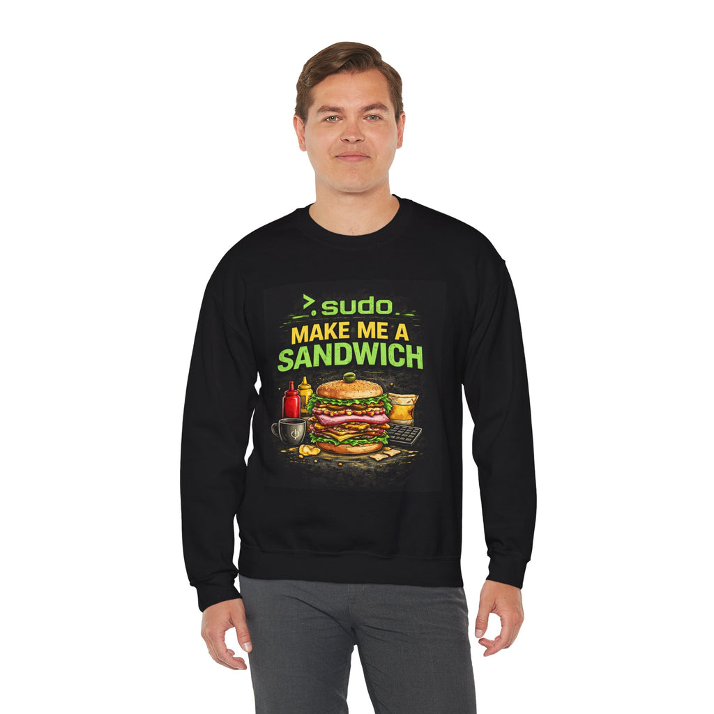 Tech Humor Sweatshirt - ">. sudo make me a sandwich" Graphic Crewneck