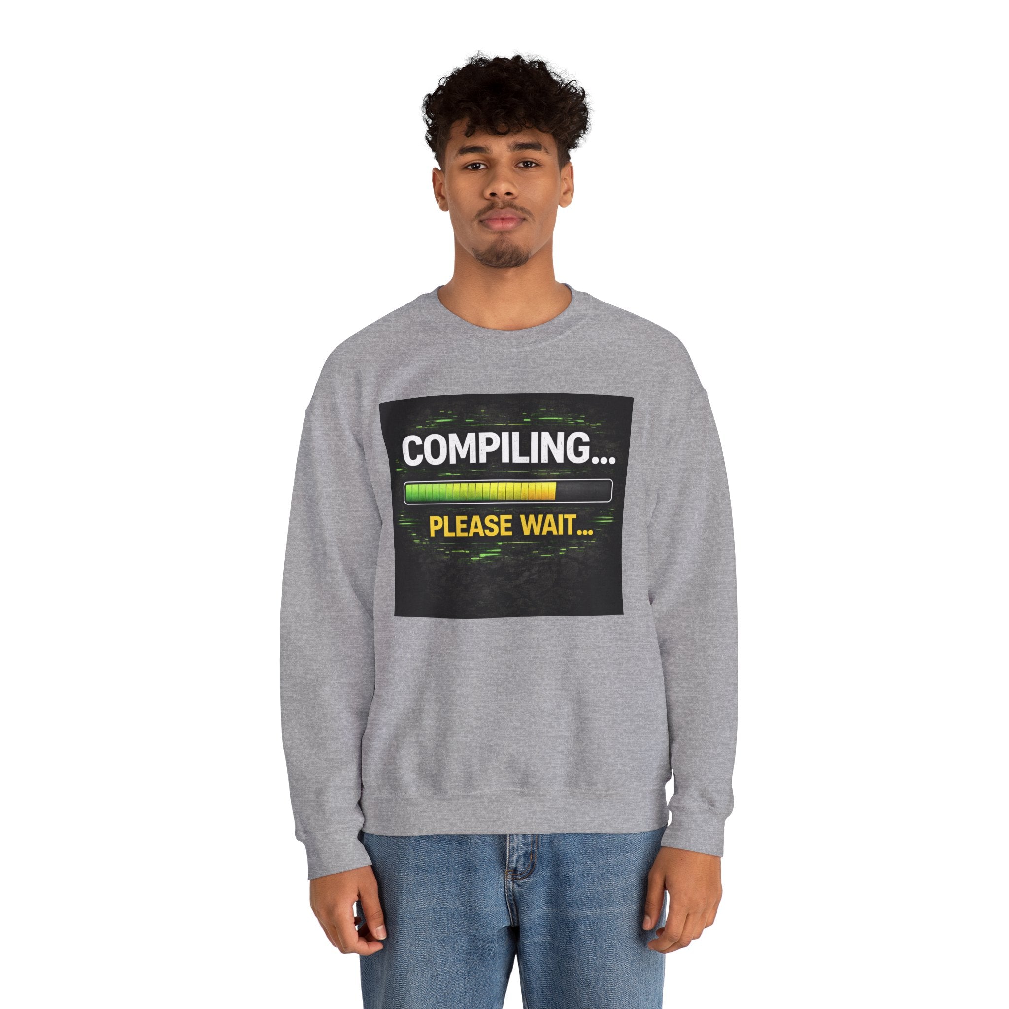 "Compiling... Please Wait" Tech Humor Crewneck Sweatshirt