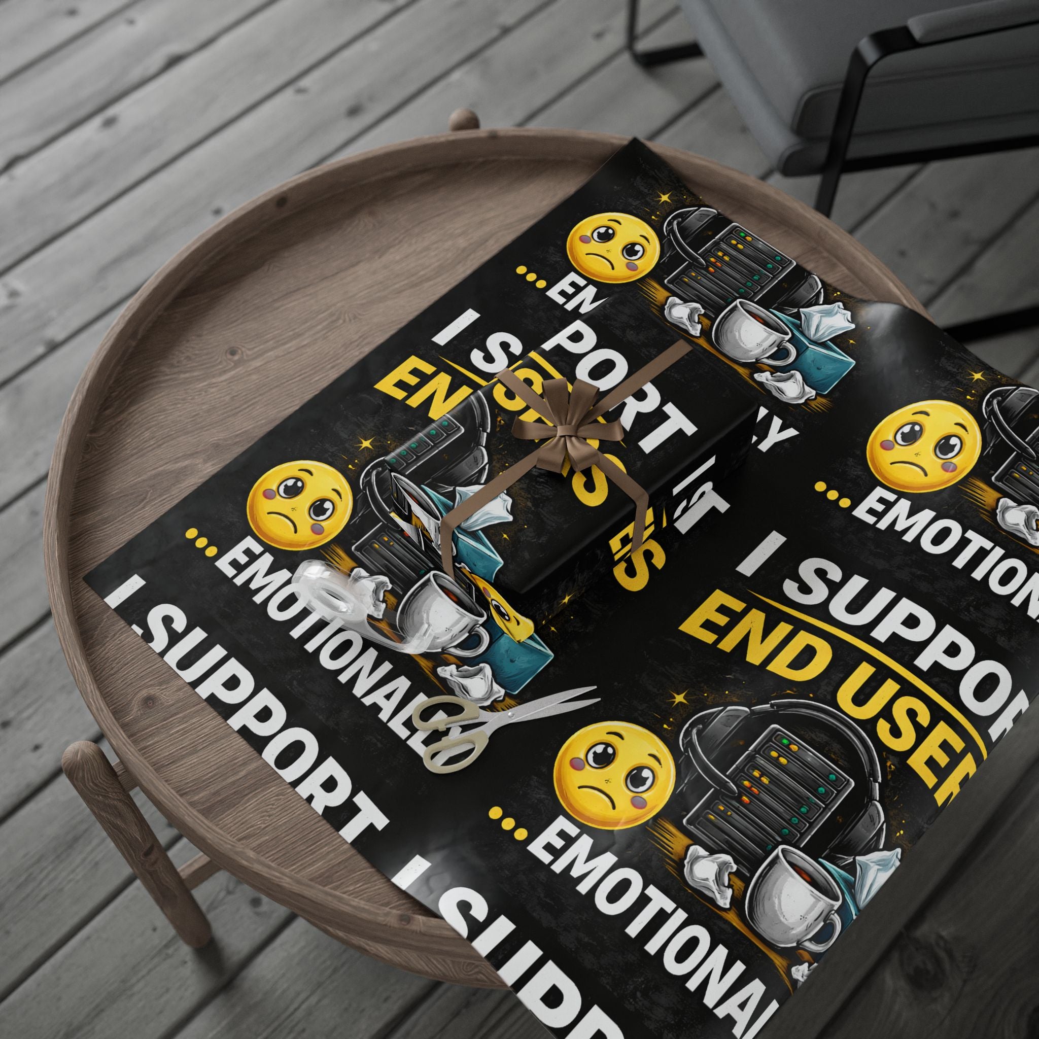 "I Support End Users... Emotionally" Funny IT Wrapping Paper – IT Humor Novelty Gift Wrap