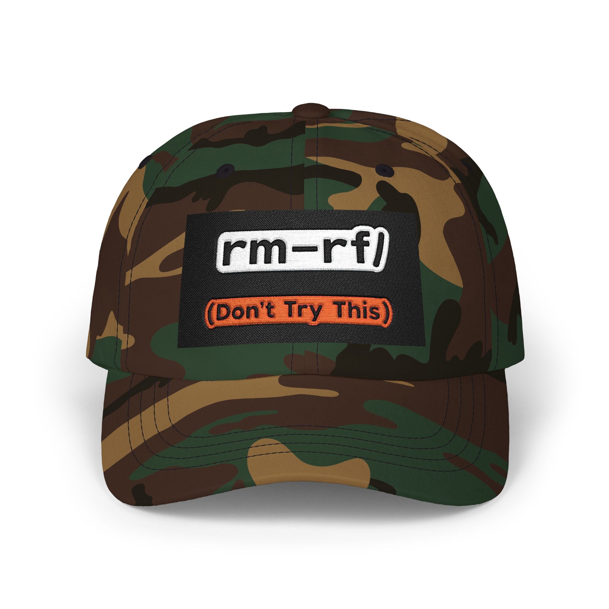 Classic Dad Cap – 'rm -rf (Don't Try This)' Embroidered Dad Hat