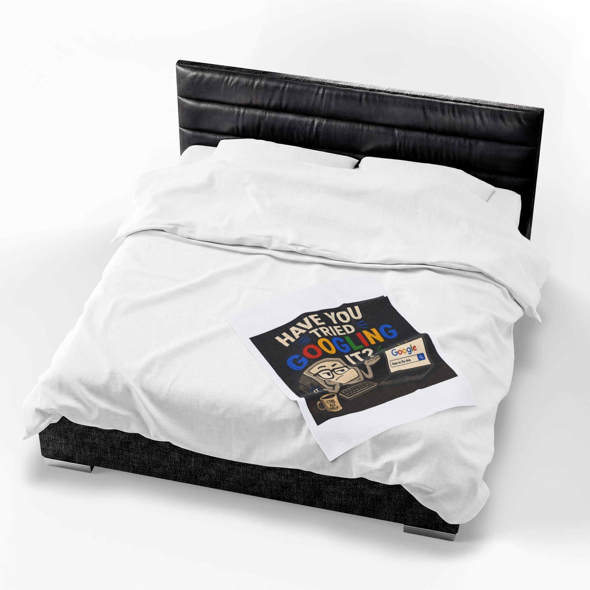 "Have You Tried Googling It?" Tech Humor Plush Blanket — Funny IT Computer Throw for Geeks