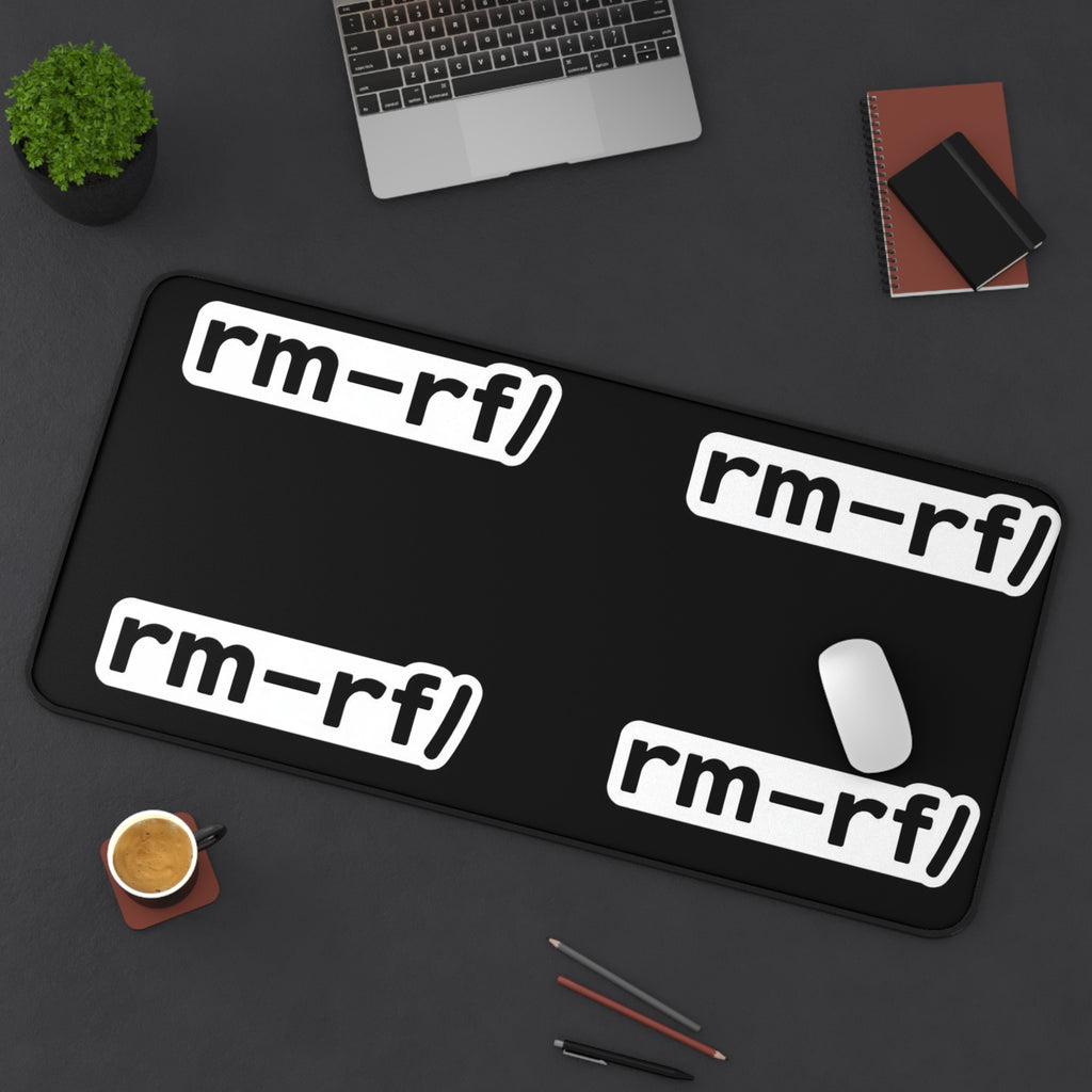 "rm -rf/ (Don't Try This)" Tech Humor Desk Mat — Funny IT Programmer Gaming Mouse Pad