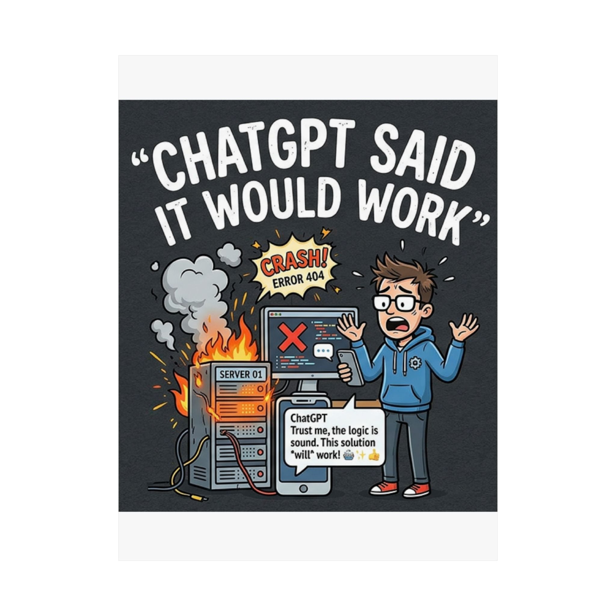 "ChatGPT Said It Would Work" Tech Humor Funny IT Matte Vertical Poster