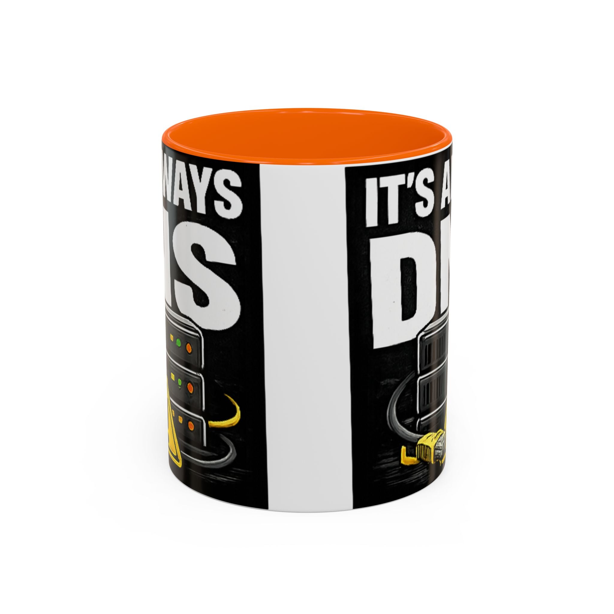 "It's Always DNS" IT Humor Accent Coffee Mug (11, 15oz)