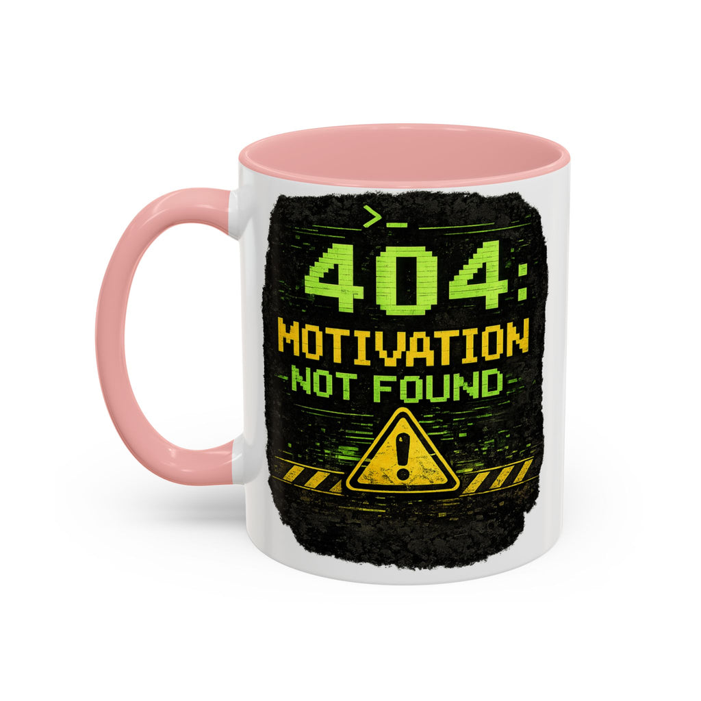 "Error 404 Motivation Not Found" IT Humor Accent Coffee Mug (11, 15oz)