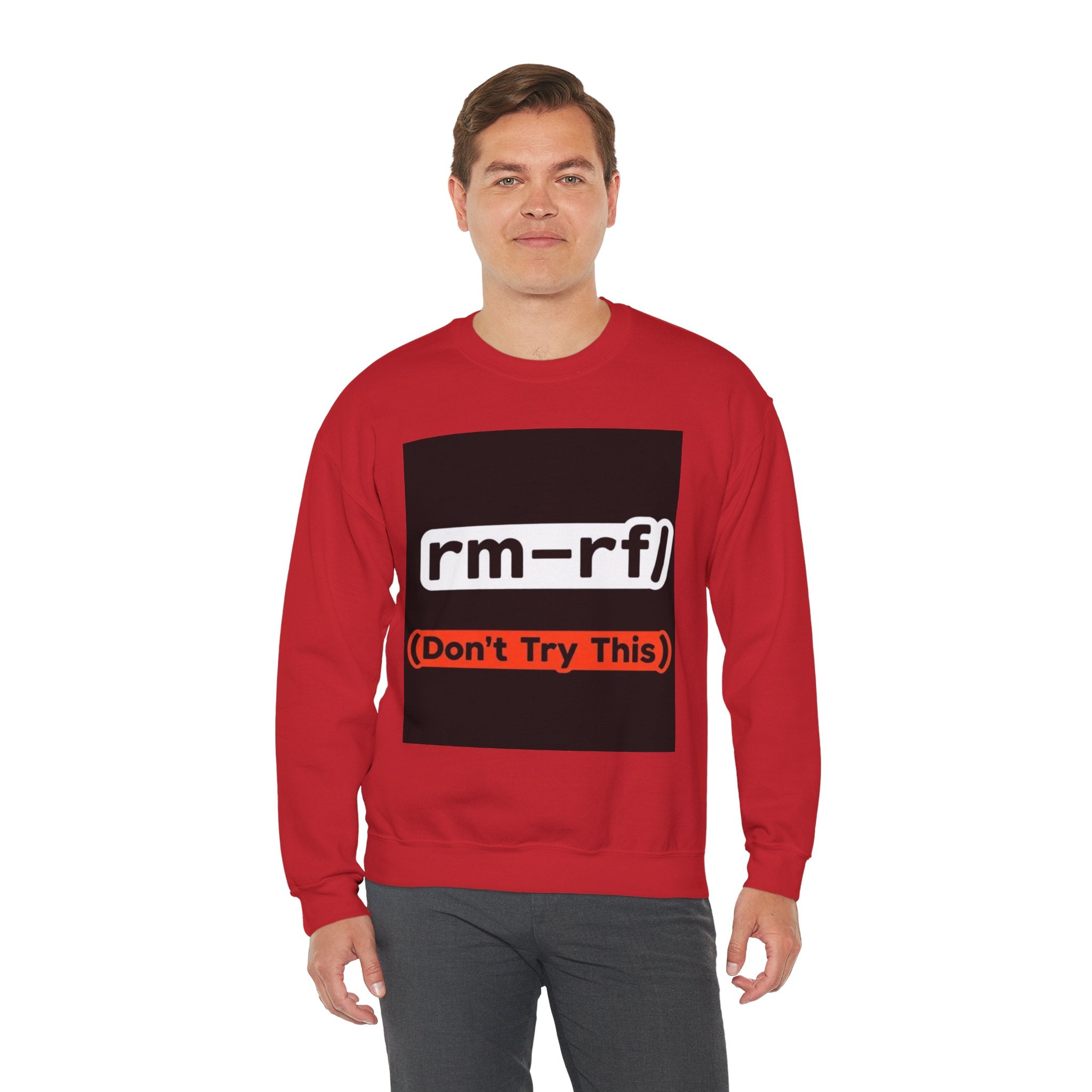 "rm -rf/ (Don't Try This)" — Funny Linux Command Crewneck Sweatshirt