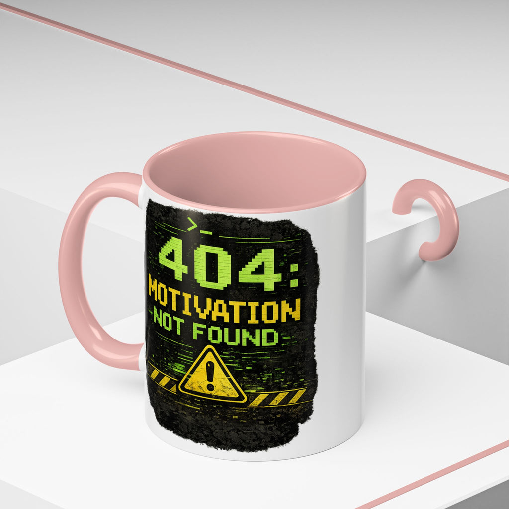 "Error 404 Motivation Not Found" IT Humor Accent Coffee Mug (11, 15oz)