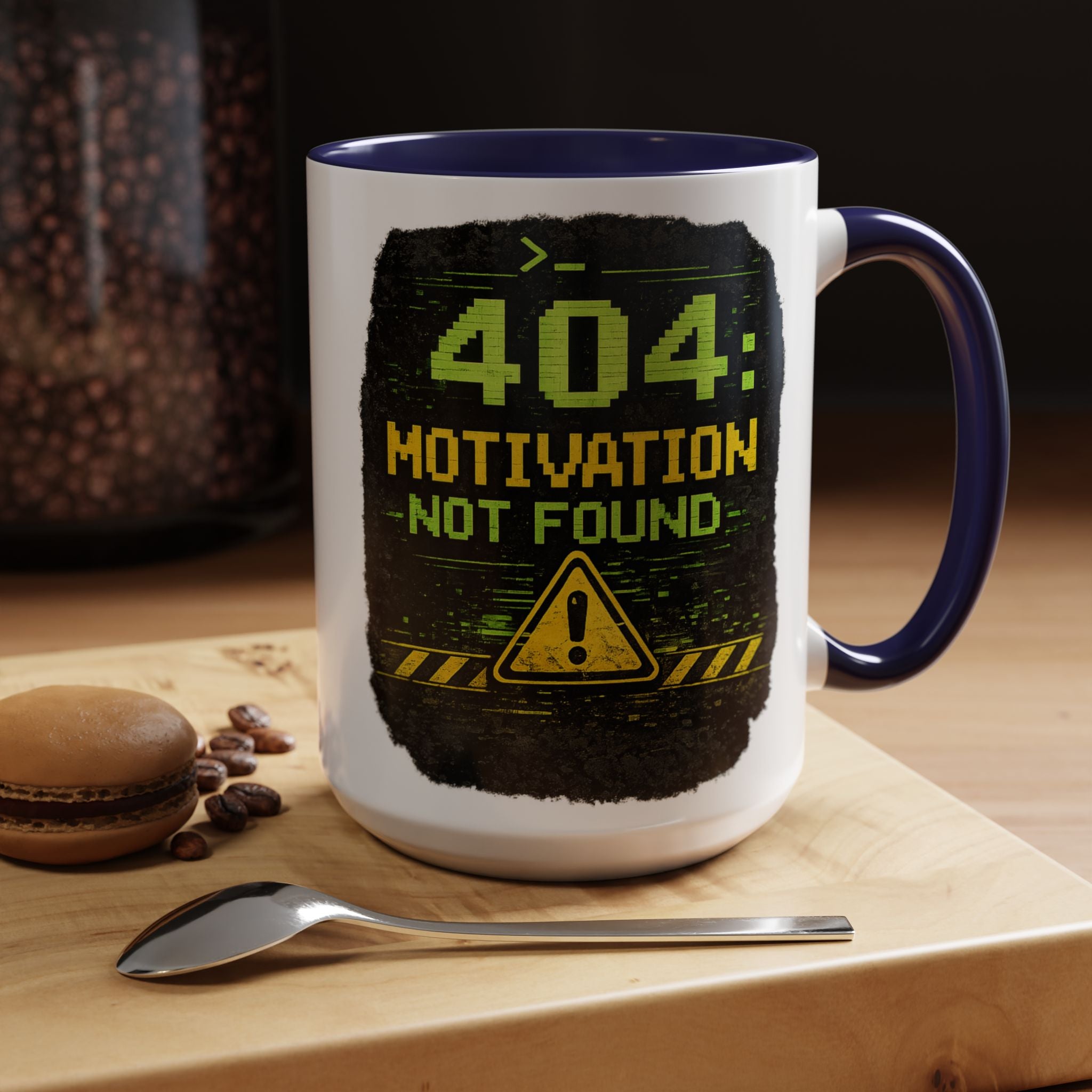 "Error 404 Motivation Not Found" IT Humor Accent Coffee Mug (11, 15oz)