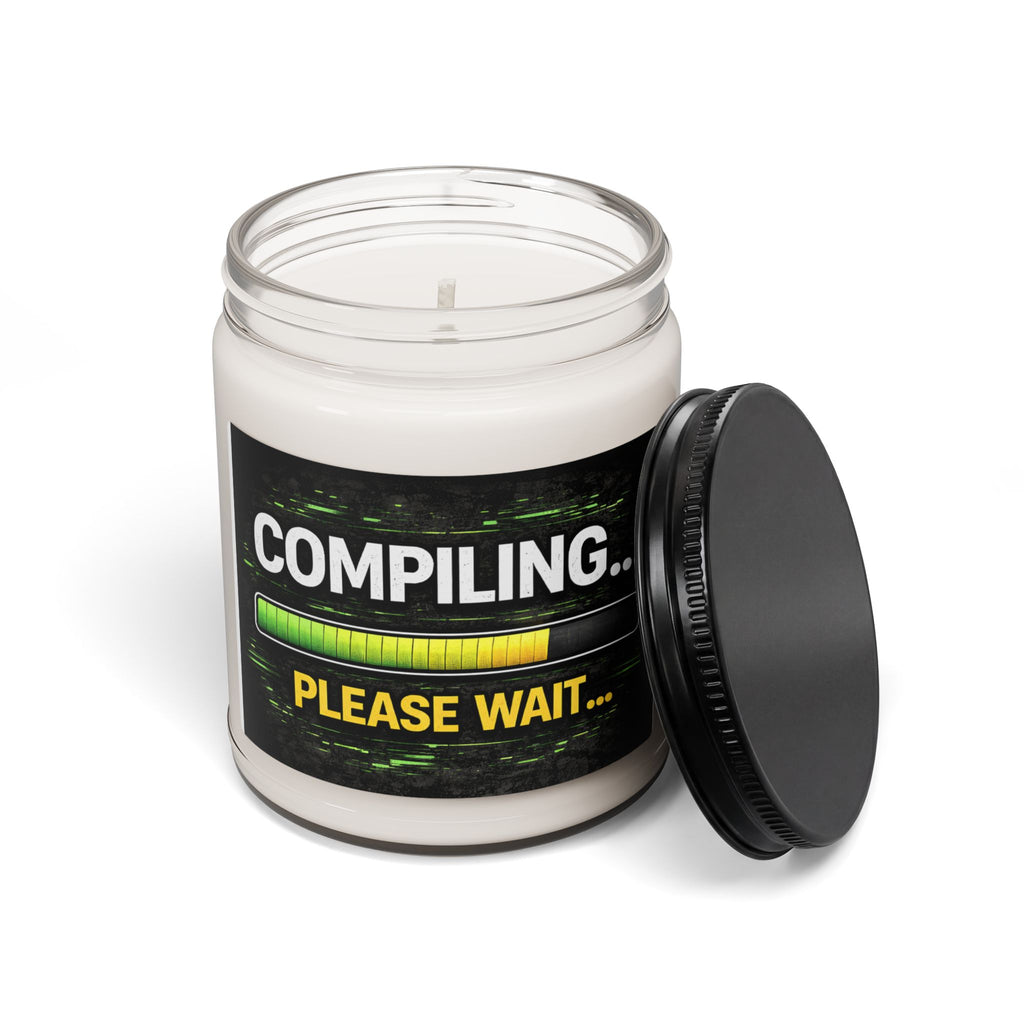 "Compiling... Please Wait" — Funny IT Gift, 9oz Scented Jar Soy Candle