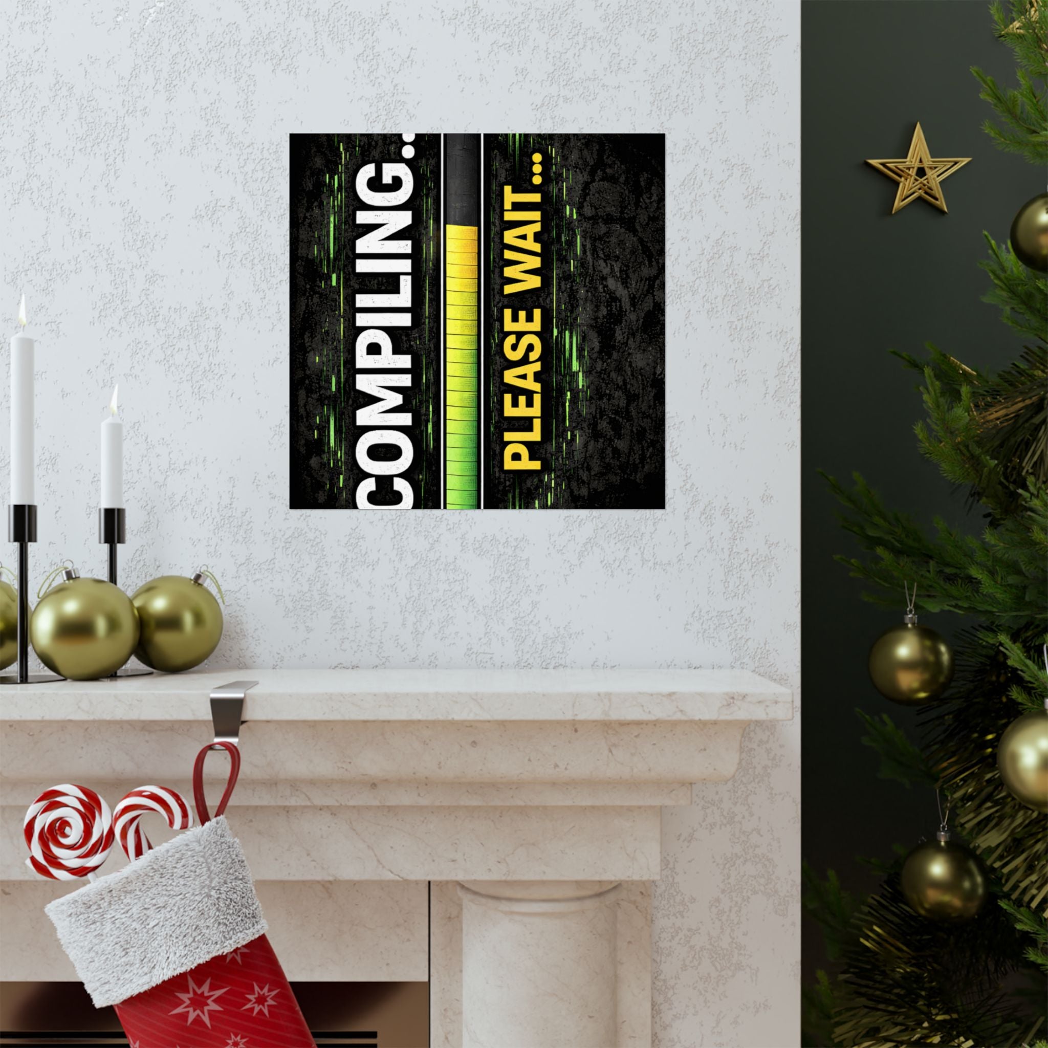 "Compiling... Please Wait" Tech Geek Humor Funny IT Matte Vertical Posters