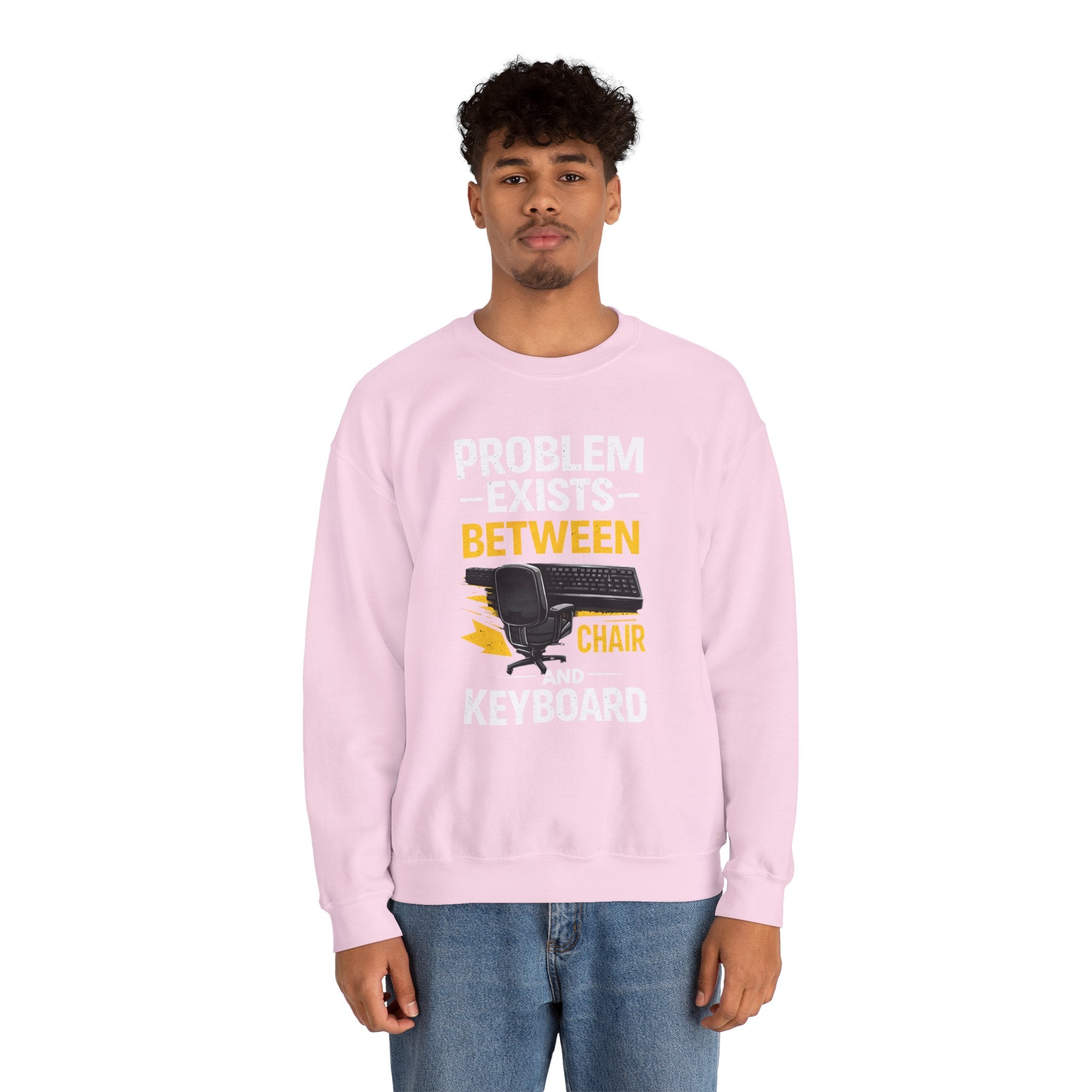 "Problem Exists Between Chair and Keyboard" Graphic Crewneck Sweatshirt