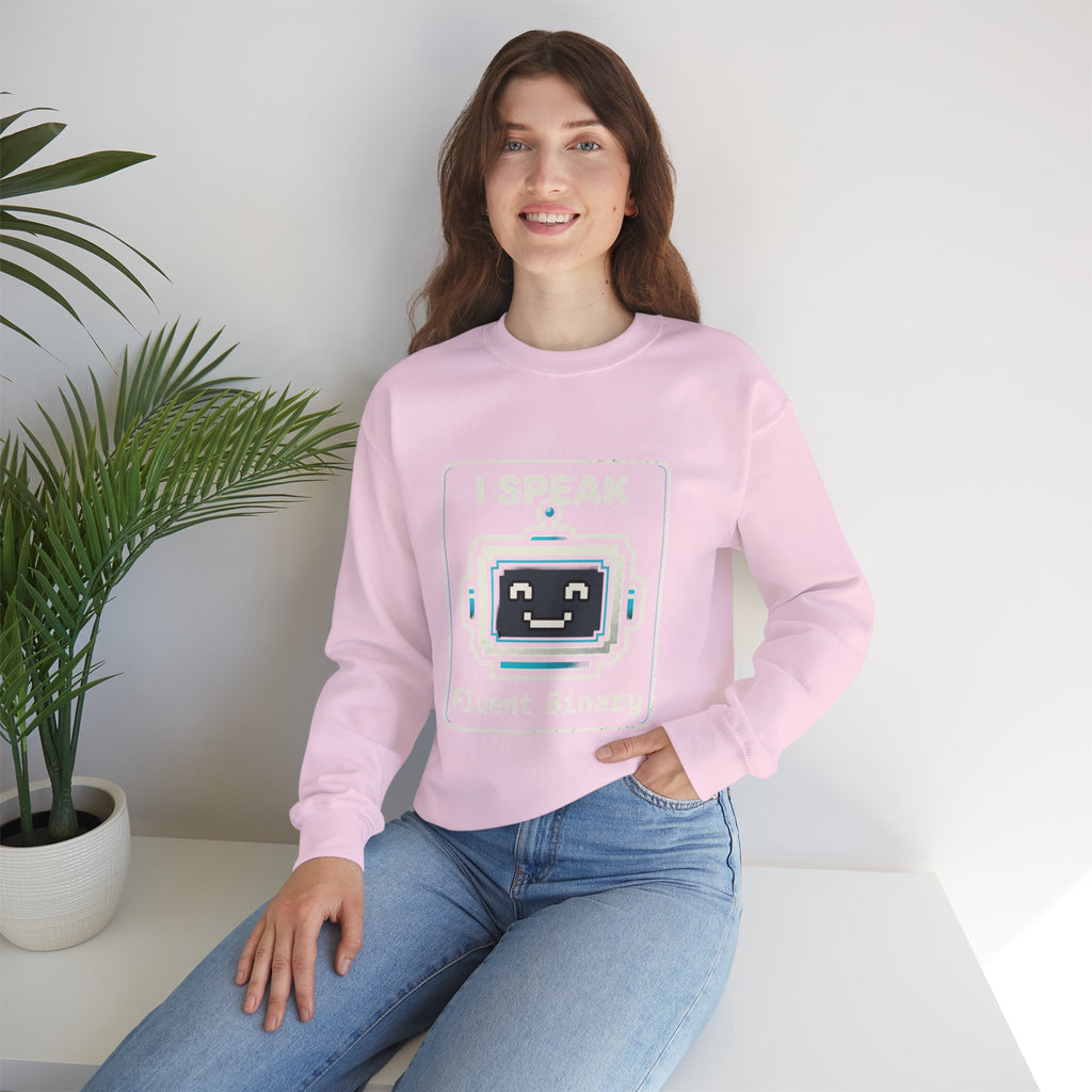 "I Speak Fluent Binary" Funny IT Crewneck Sweatshirt