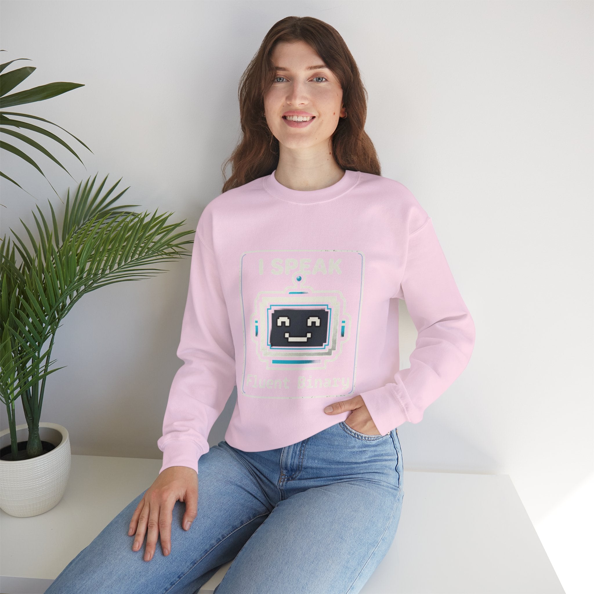 "I Speak Fluent Binary" Funny IT Crewneck Sweatshirt