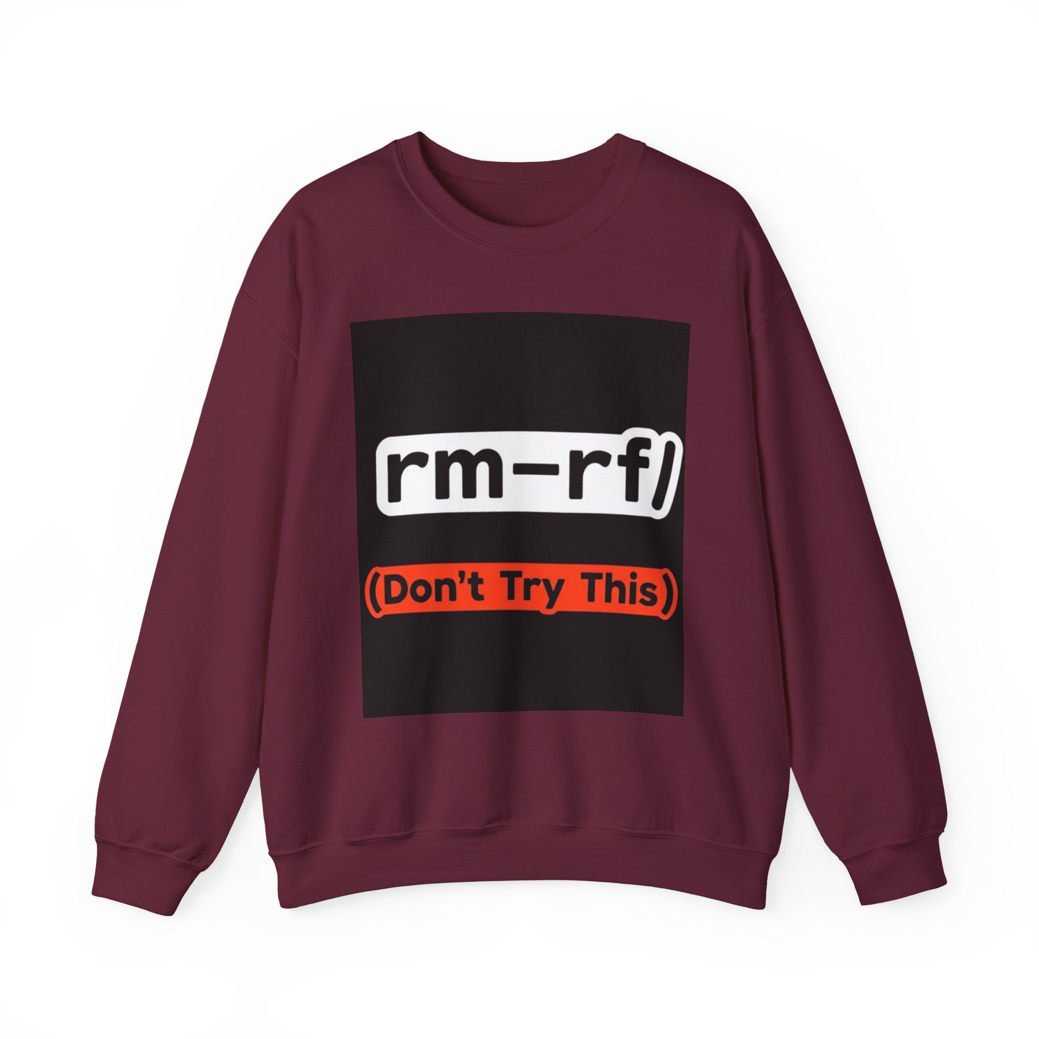 "rm -rf/ (Don't Try This)" — Funny Linux Command Crewneck Sweatshirt