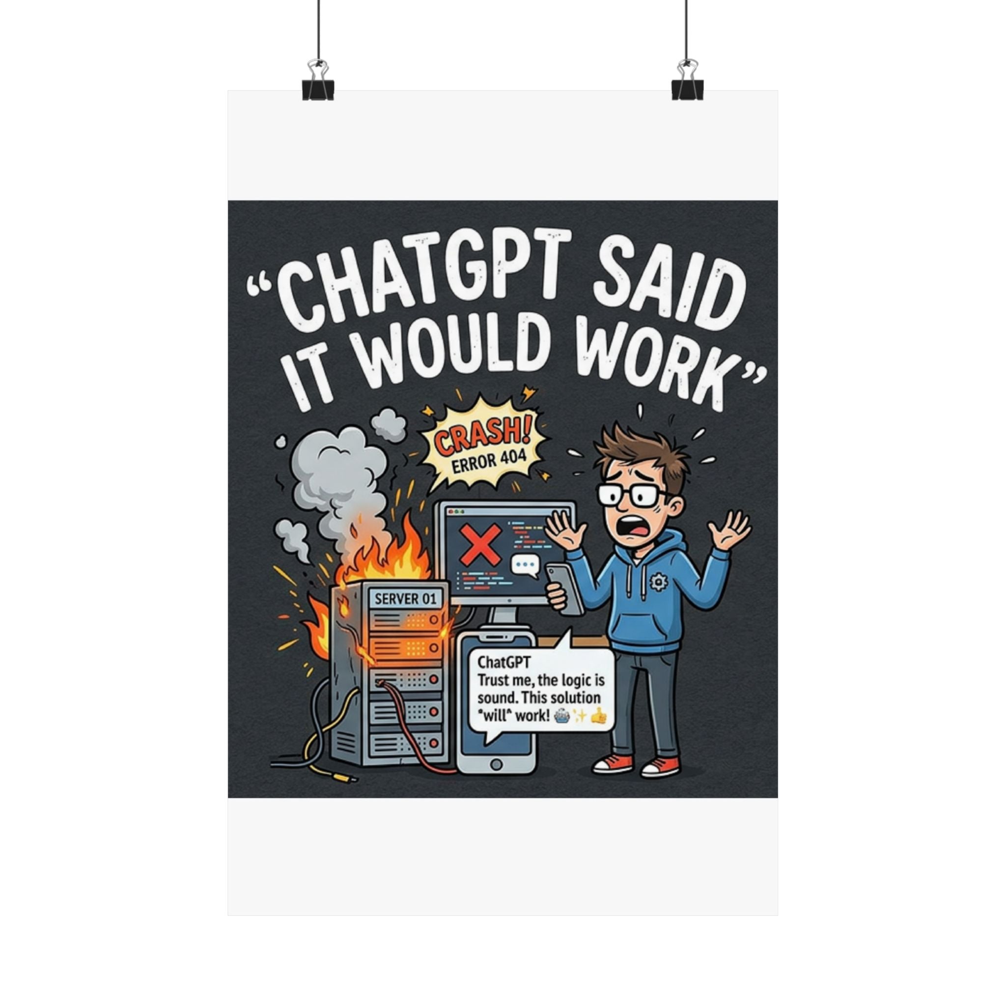 "ChatGPT Said It Would Work" Tech Humor Funny IT Matte Vertical Poster