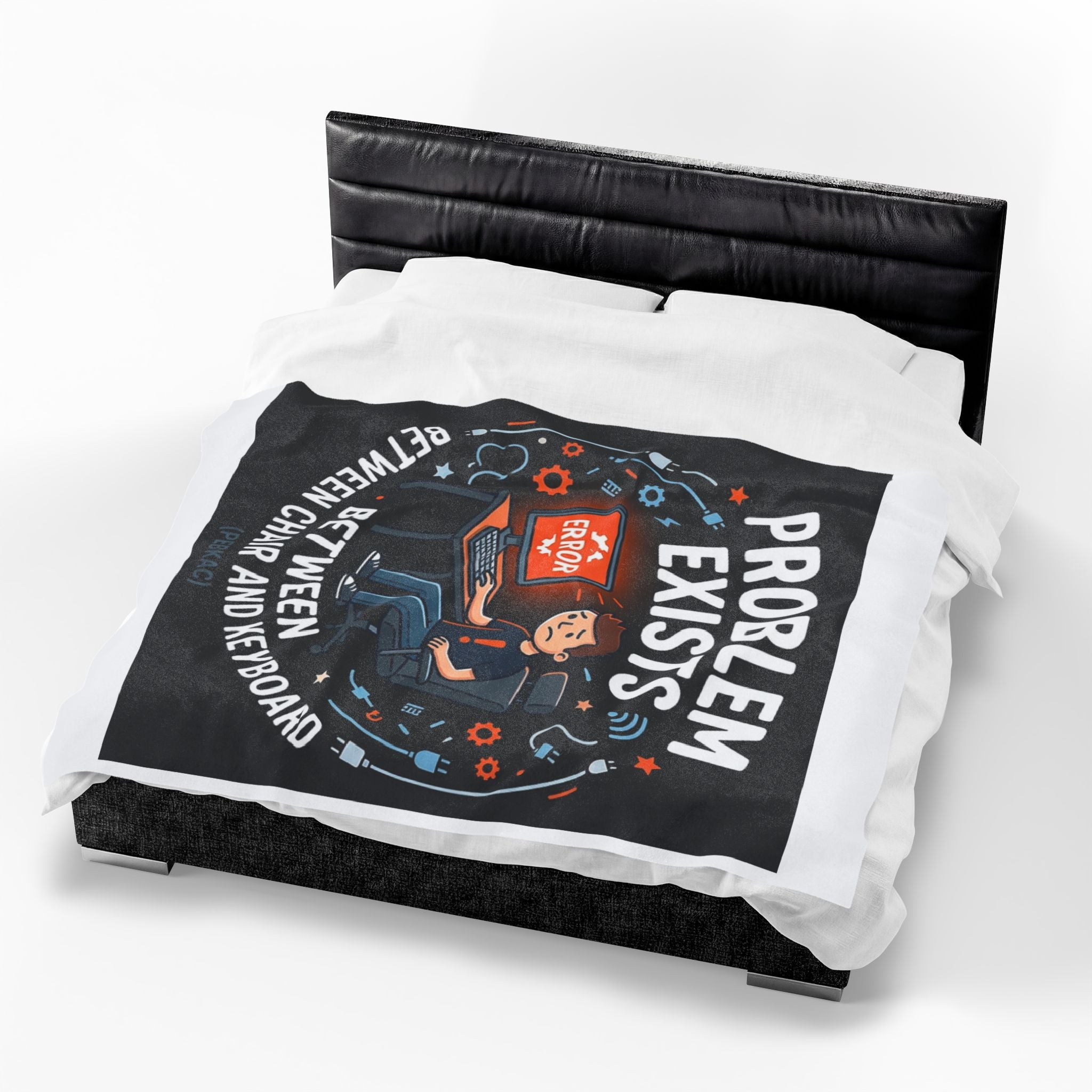 "Problem Exists Between The Chair & Keyboard" Tech Humor Funny IT Velveteen Plush Blanket