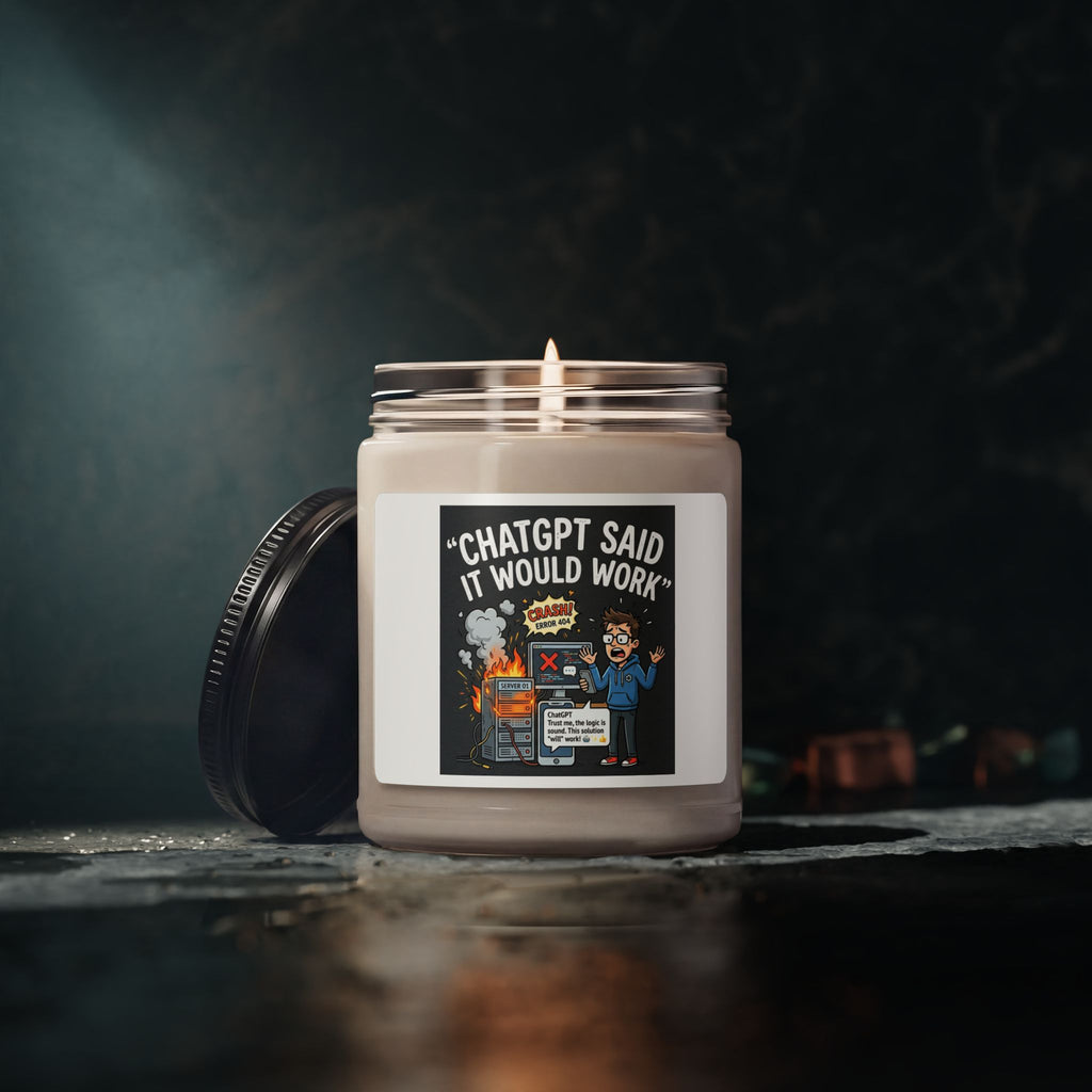 “ChatGPT Said It Would Work” AI Fail Jar Scented Soy Candle Funny IT