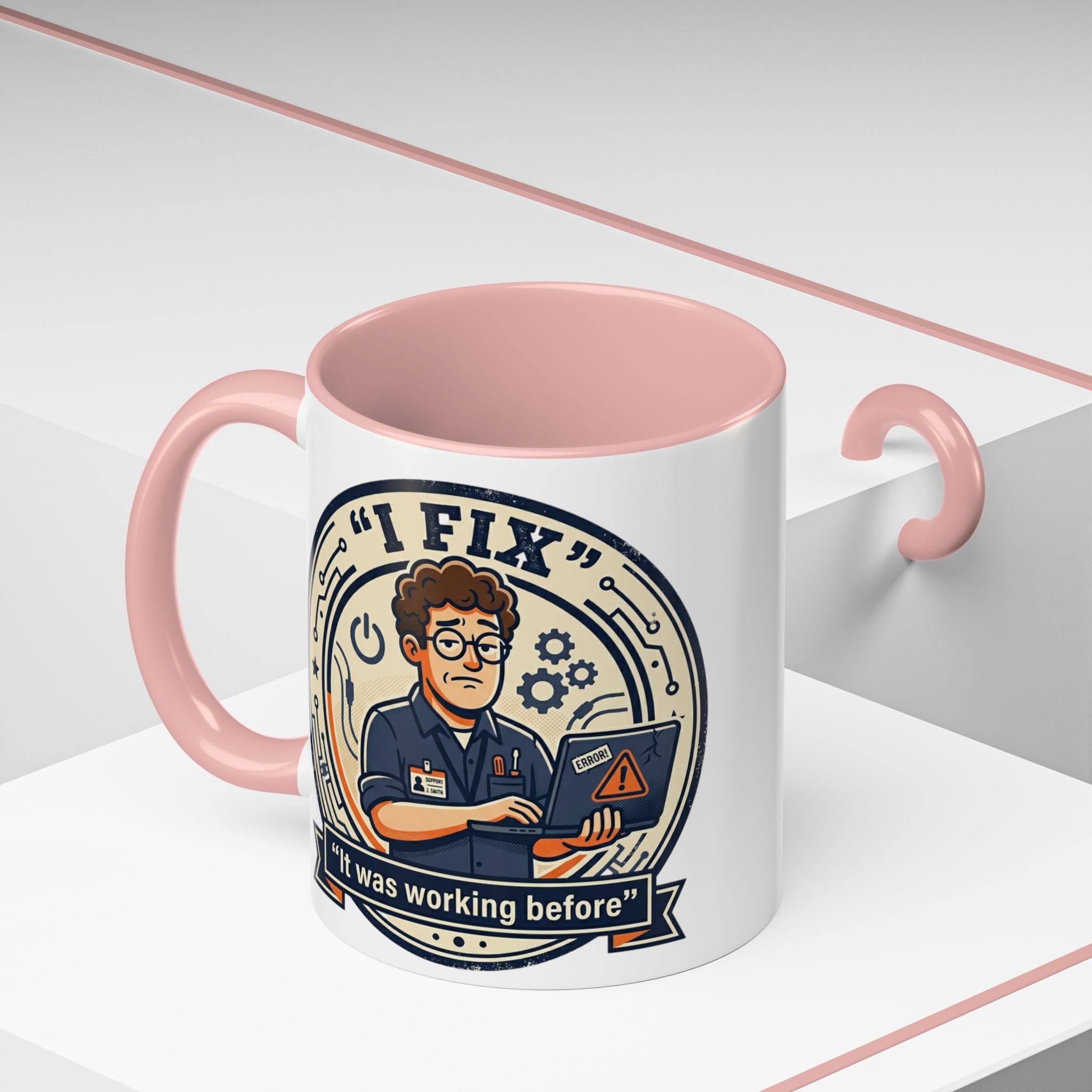 "I Fix: It Was Working Before" IT Humor Accent Coffee Mug (11, 15oz)