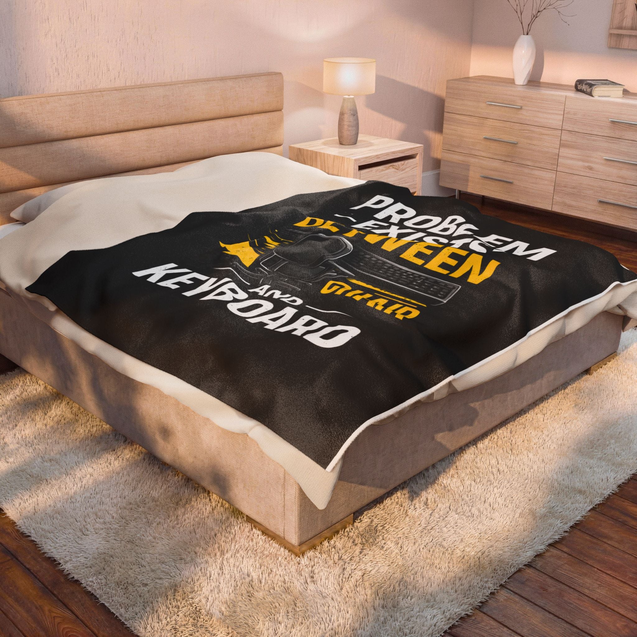 "Problem Exists Between Chair and Keyboard" Tech Humor Velveteen Throw Funny IT Funny Office Blanket