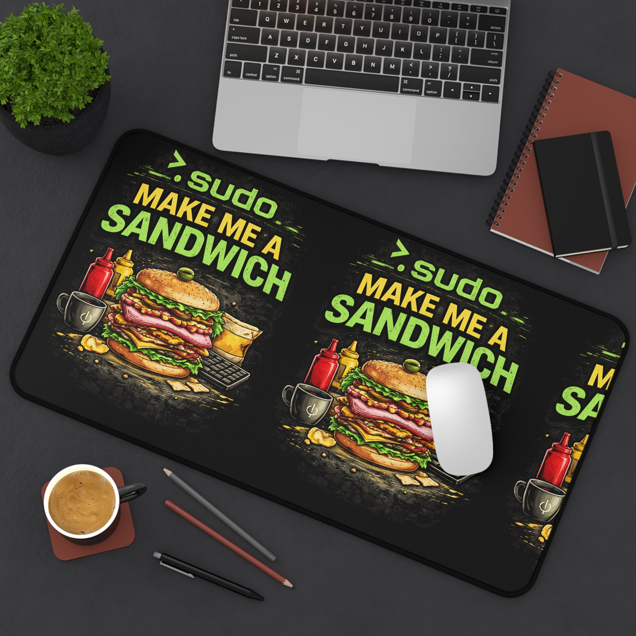 ">. sudo make me a sandwich" Funny IT Mouse Pad Programmer Gaming Tech Humor Desk Mat