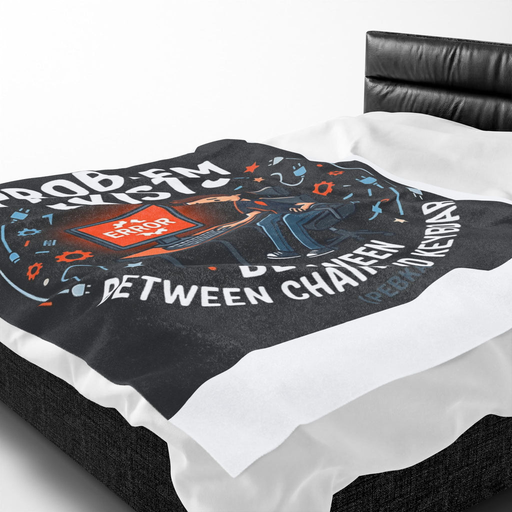 "Problem Exists Between Chair & Keyboard" Tech Humor Funny IT Velveteen Plush Blanket