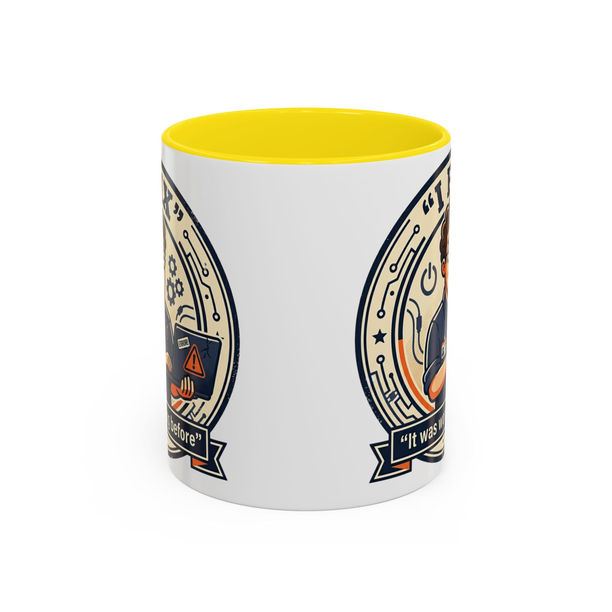 "I Fix: It Was Working Before" IT Humor Accent Coffee Mug (11, 15oz)