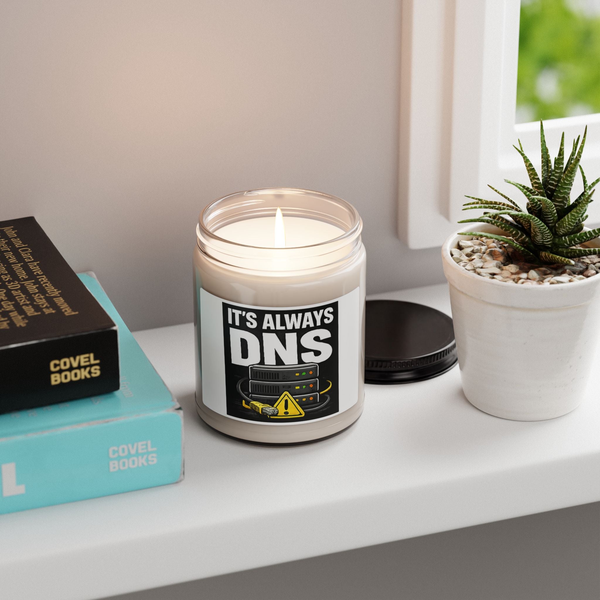 "It's Always DNS" Scented Soy Candle, 9oz (Tech Humor)