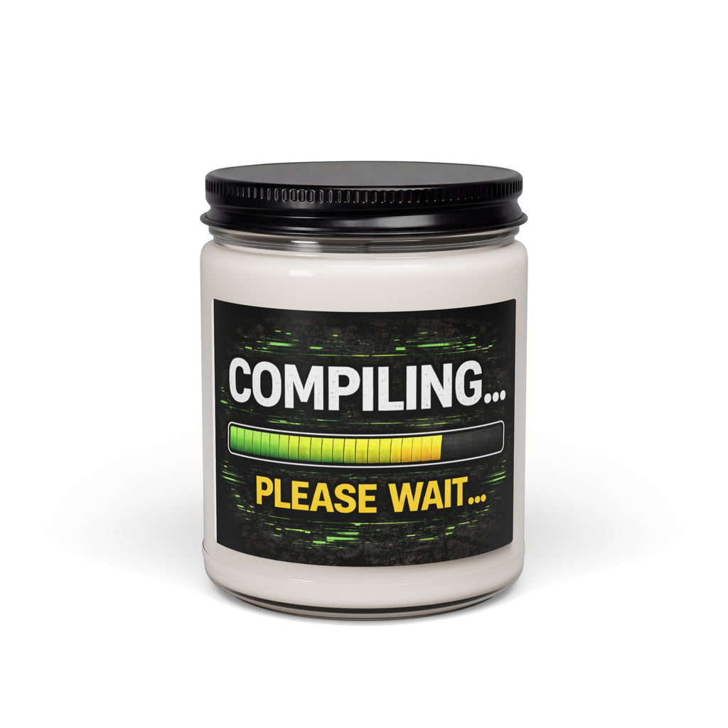 "Compiling... Please Wait" — Funny IT Gift, 9oz Scented Jar Soy Candle