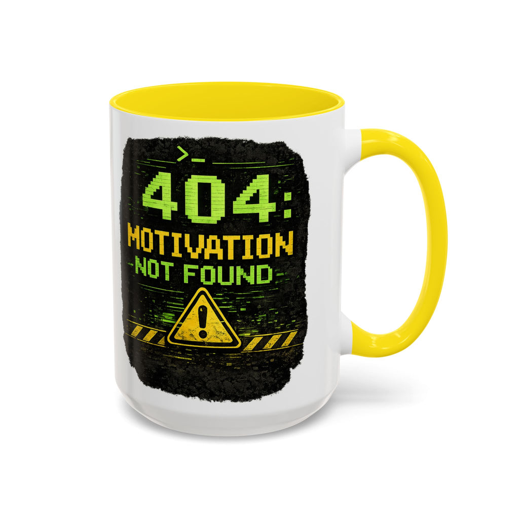 "Error 404 Motivation Not Found" IT Humor Accent Coffee Mug (11, 15oz)