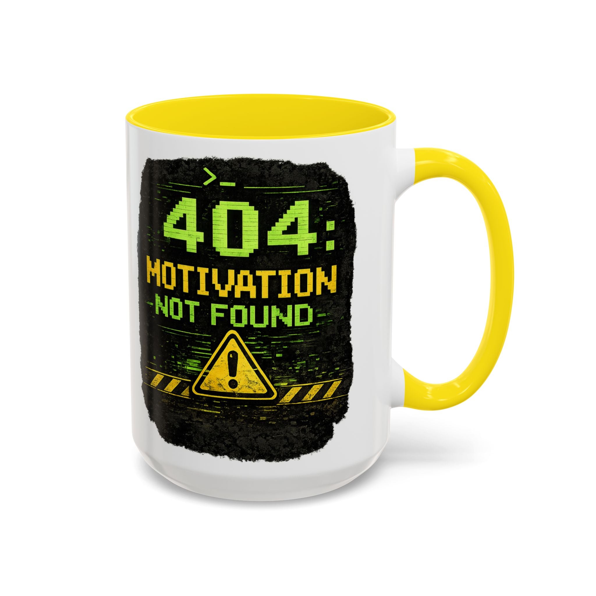 "Error 404 Motivation Not Found" IT Humor Accent Coffee Mug (11, 15oz)