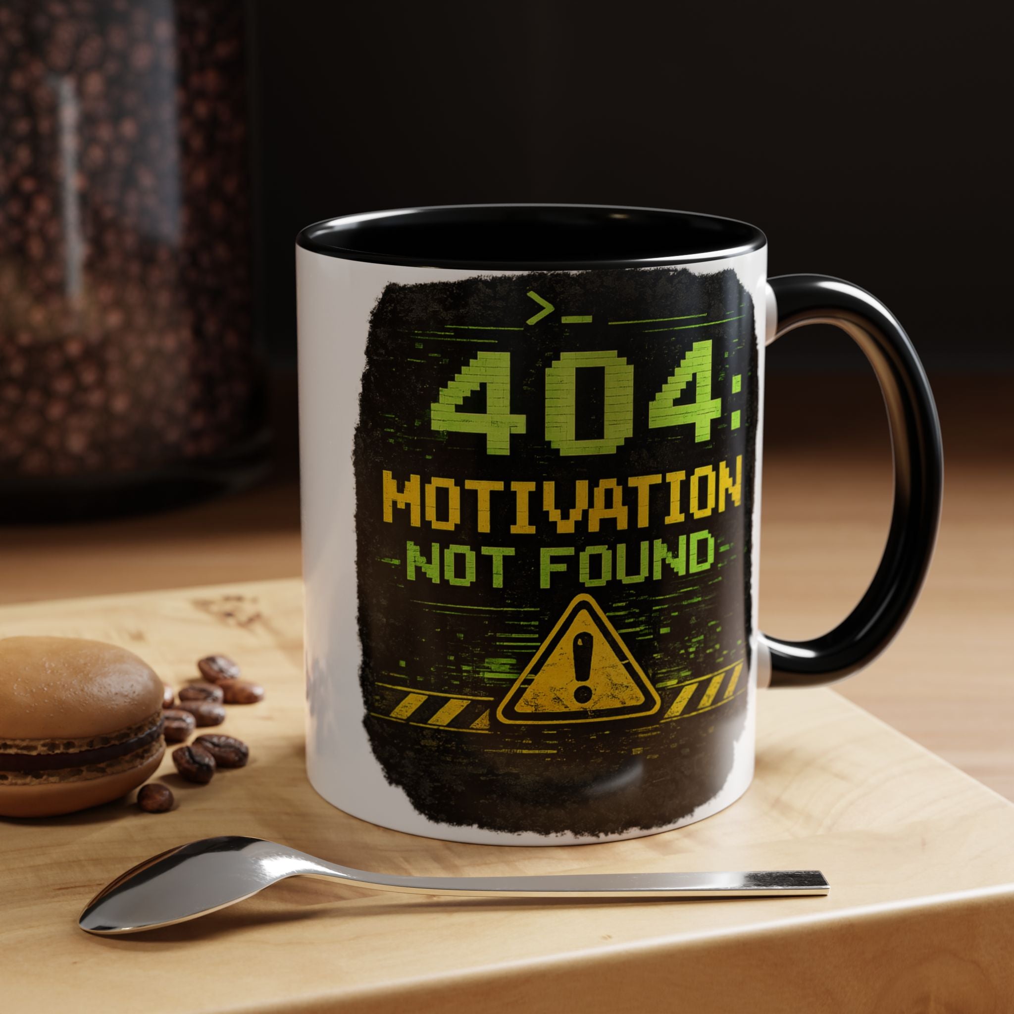 "Error 404 Motivation Not Found" IT Humor Accent Coffee Mug (11, 15oz)