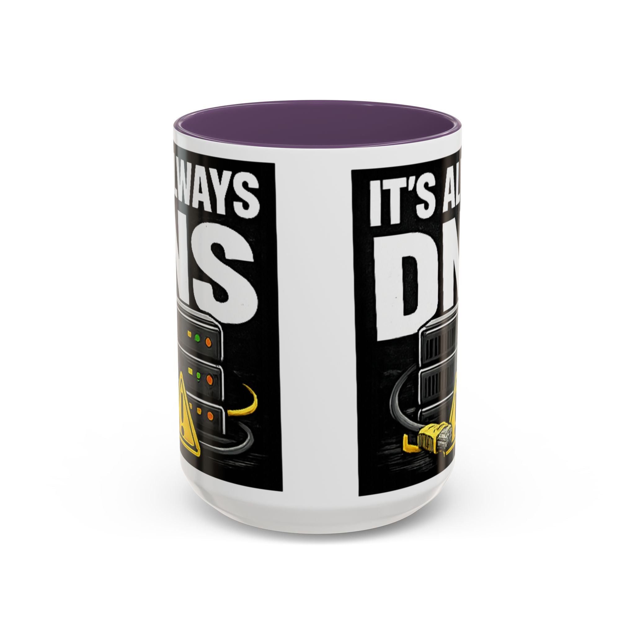 "It's Always DNS" IT Humor Accent Coffee Mug (11, 15oz)