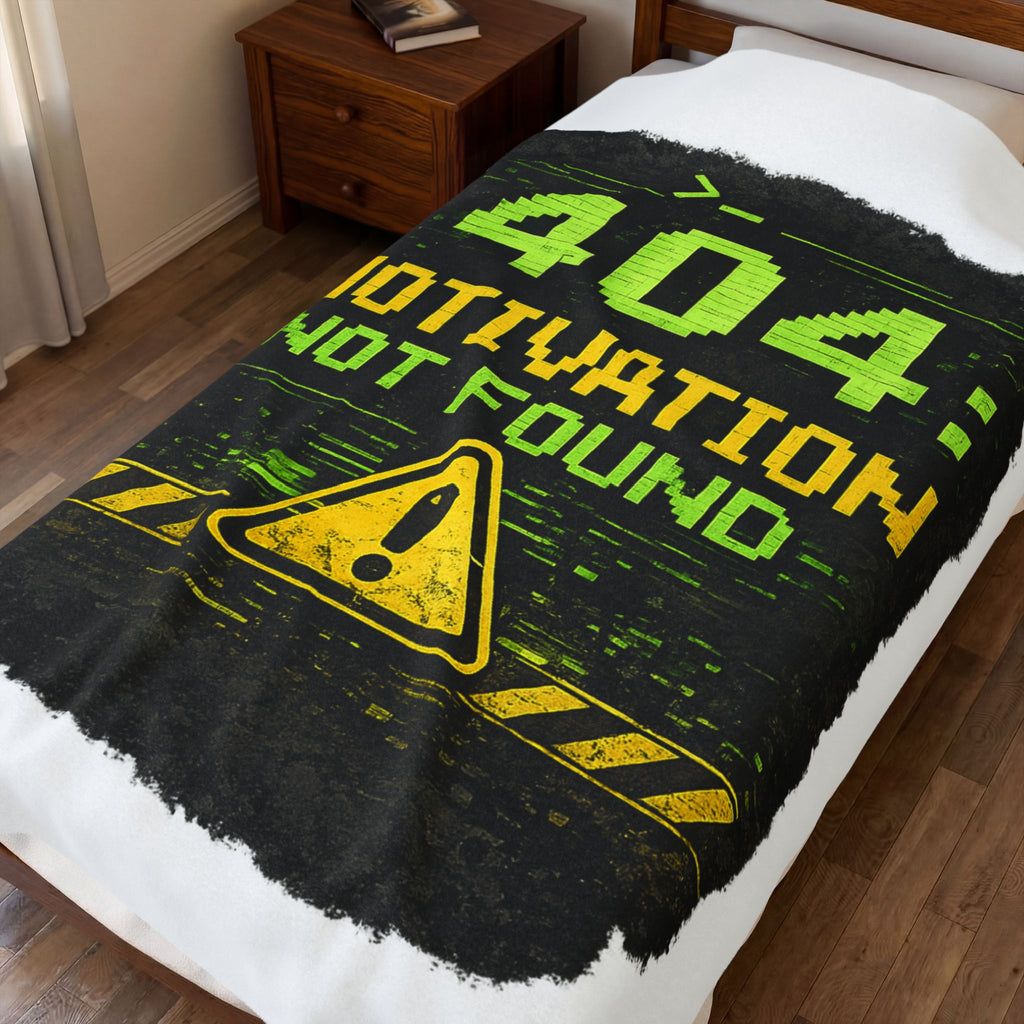 "Error 404 Motivation Not Found" IT Humor Funny IT Velveteen Plush Blanket