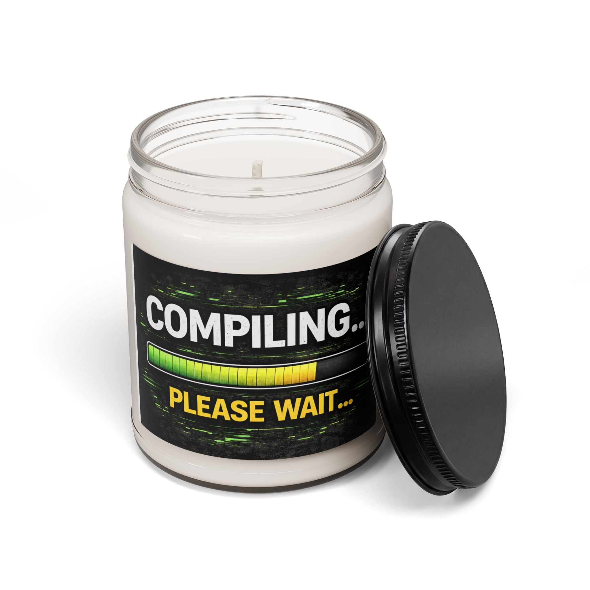 "Compiling... Please Wait" — Funny IT Gift, 9oz Scented Jar Soy Candle