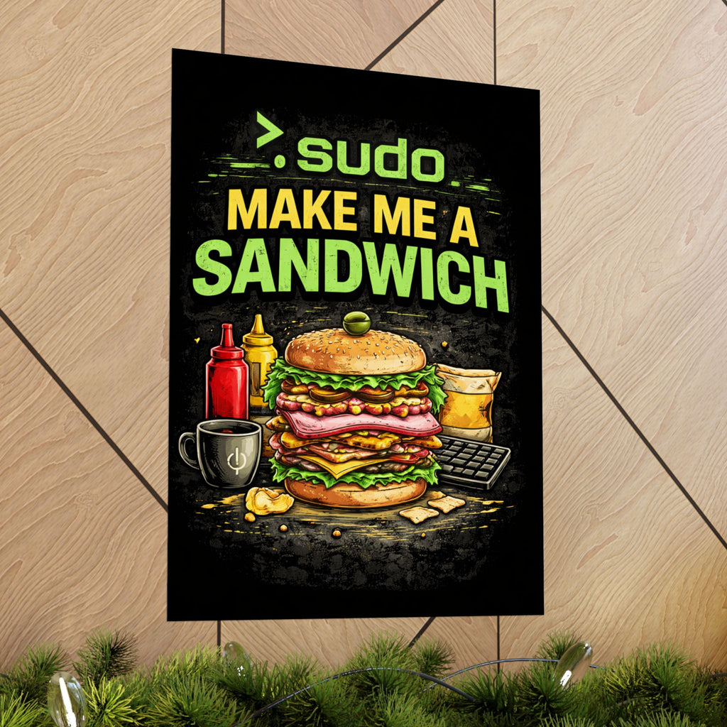 ">.Sudo Make Me A Sandwich" Geek Tech Humor Funny IT Matte Vertical Posters