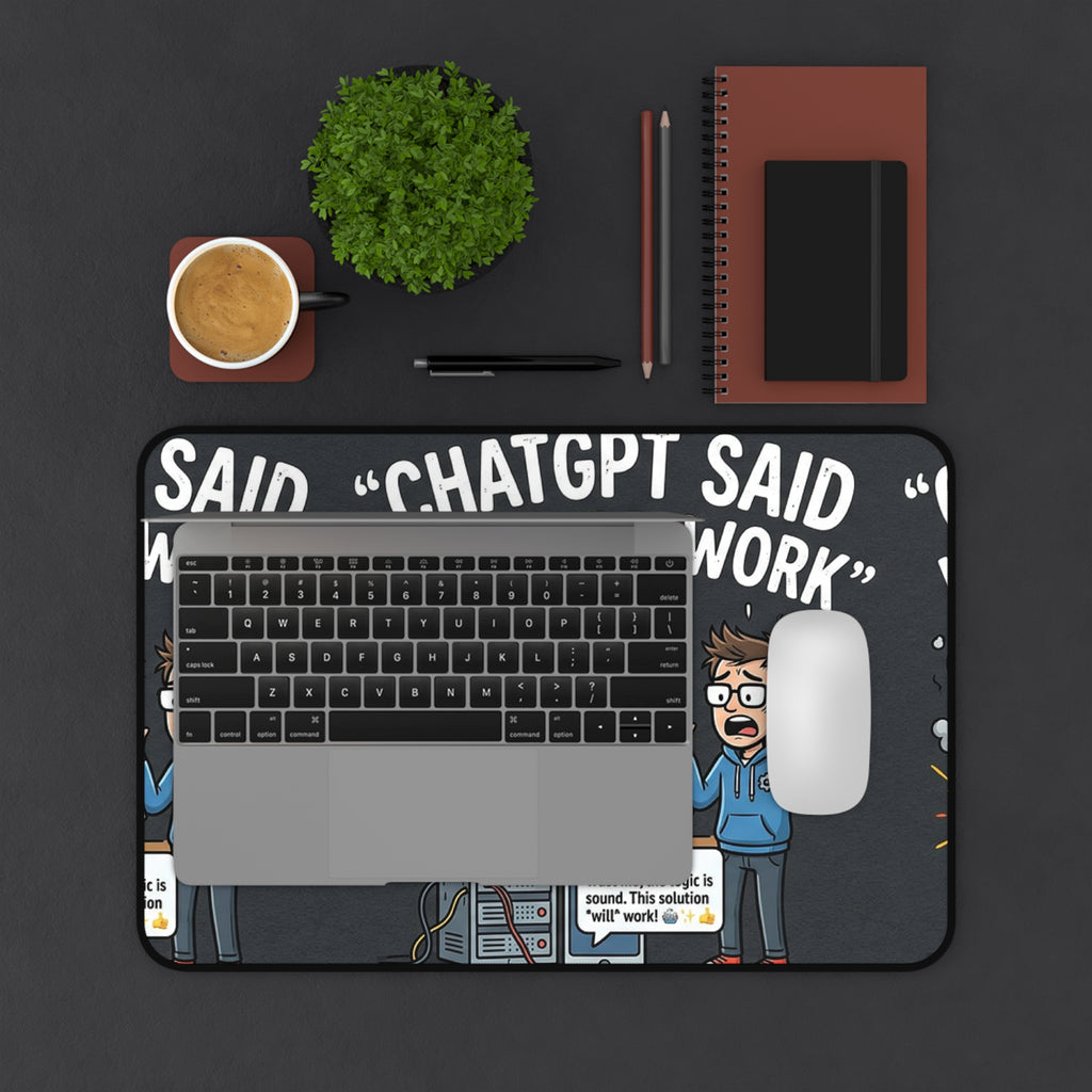 "ChatGPT Said It Would Work" Funny IT Programmer Tech Humor Mouse Pad Desk Mat