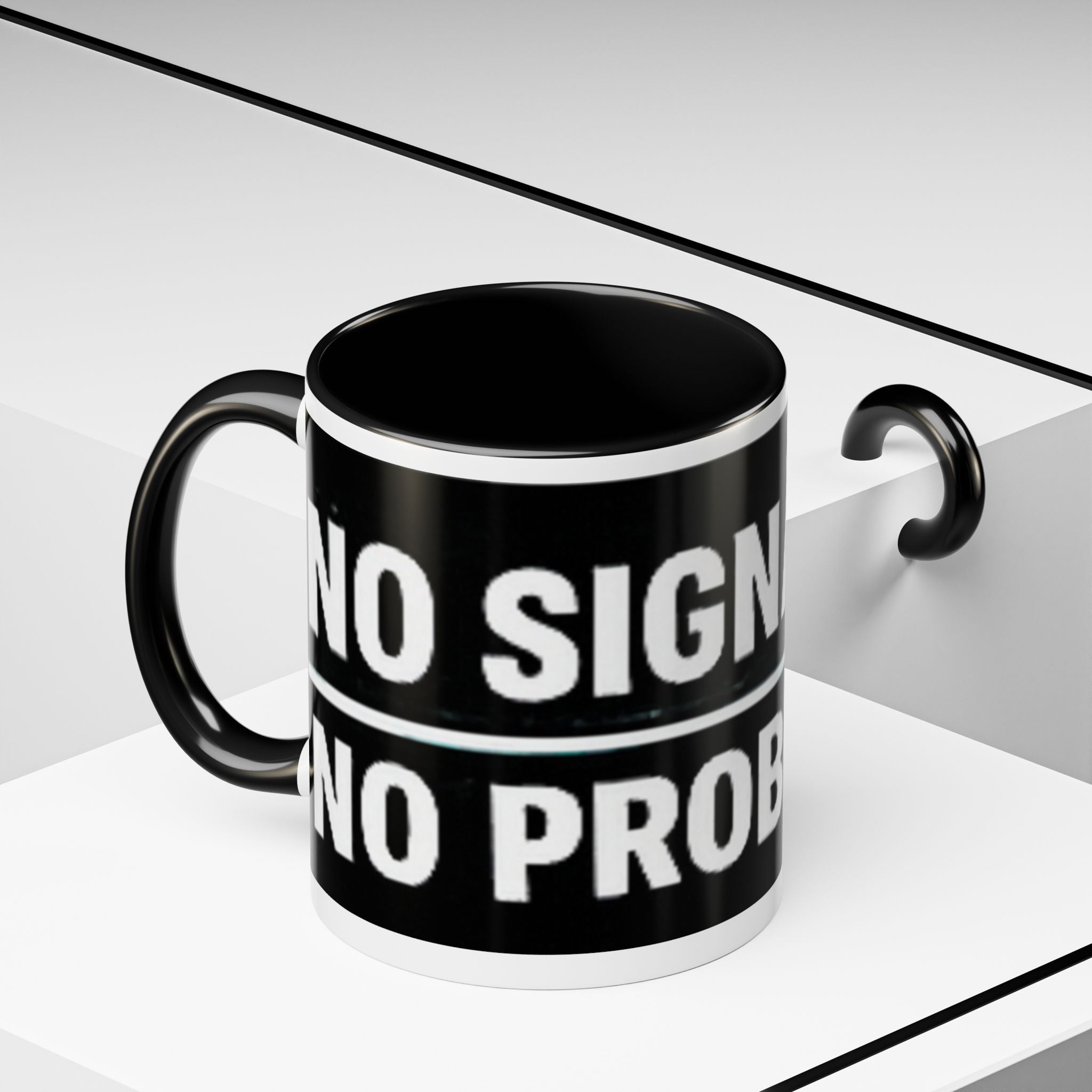 "No Signal No Problem" IT Humor Accent Coffee Mug (11, 15oz)