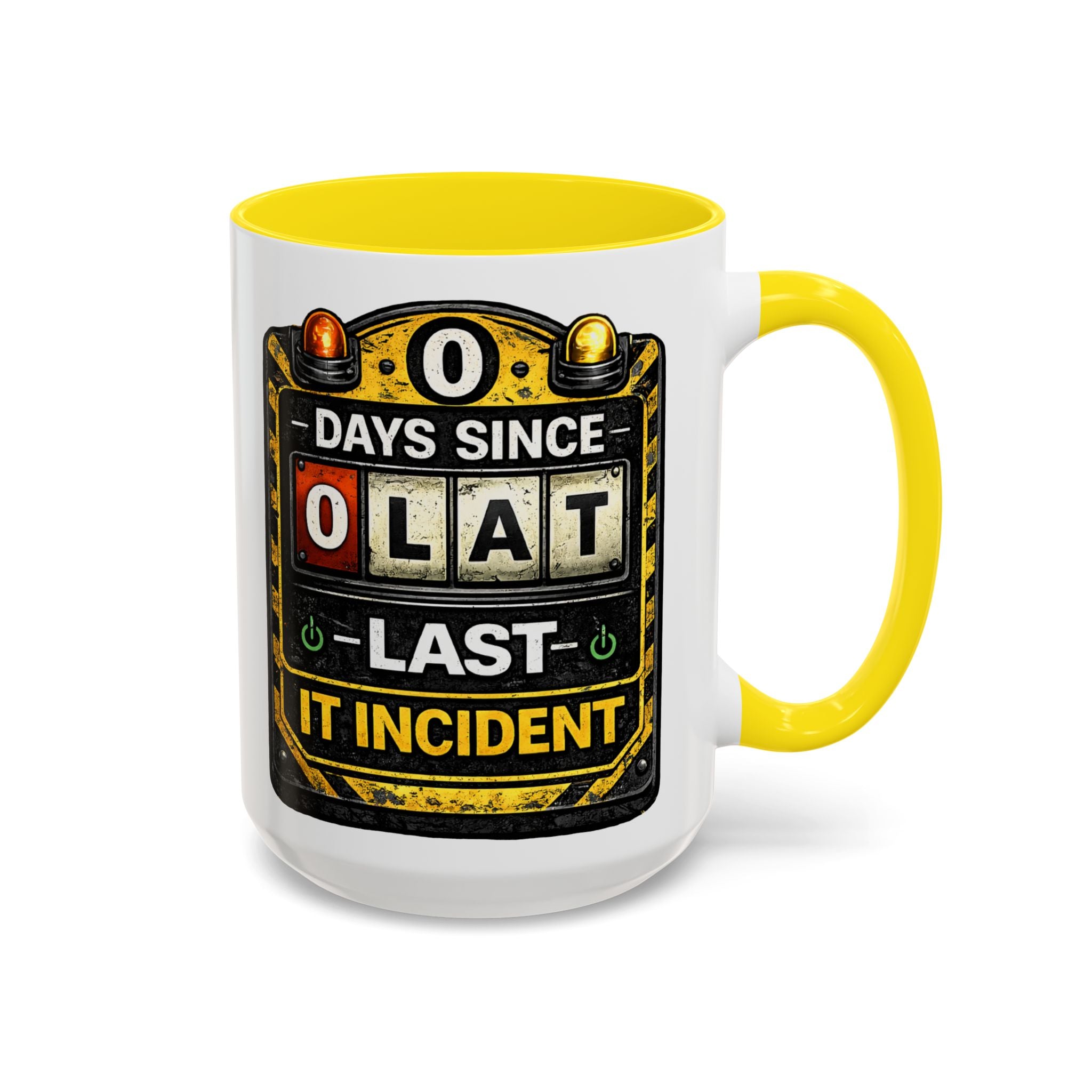 "0 Days Since Last IT Incident" IT Humor Accent Coffee Mug (11, 15oz)