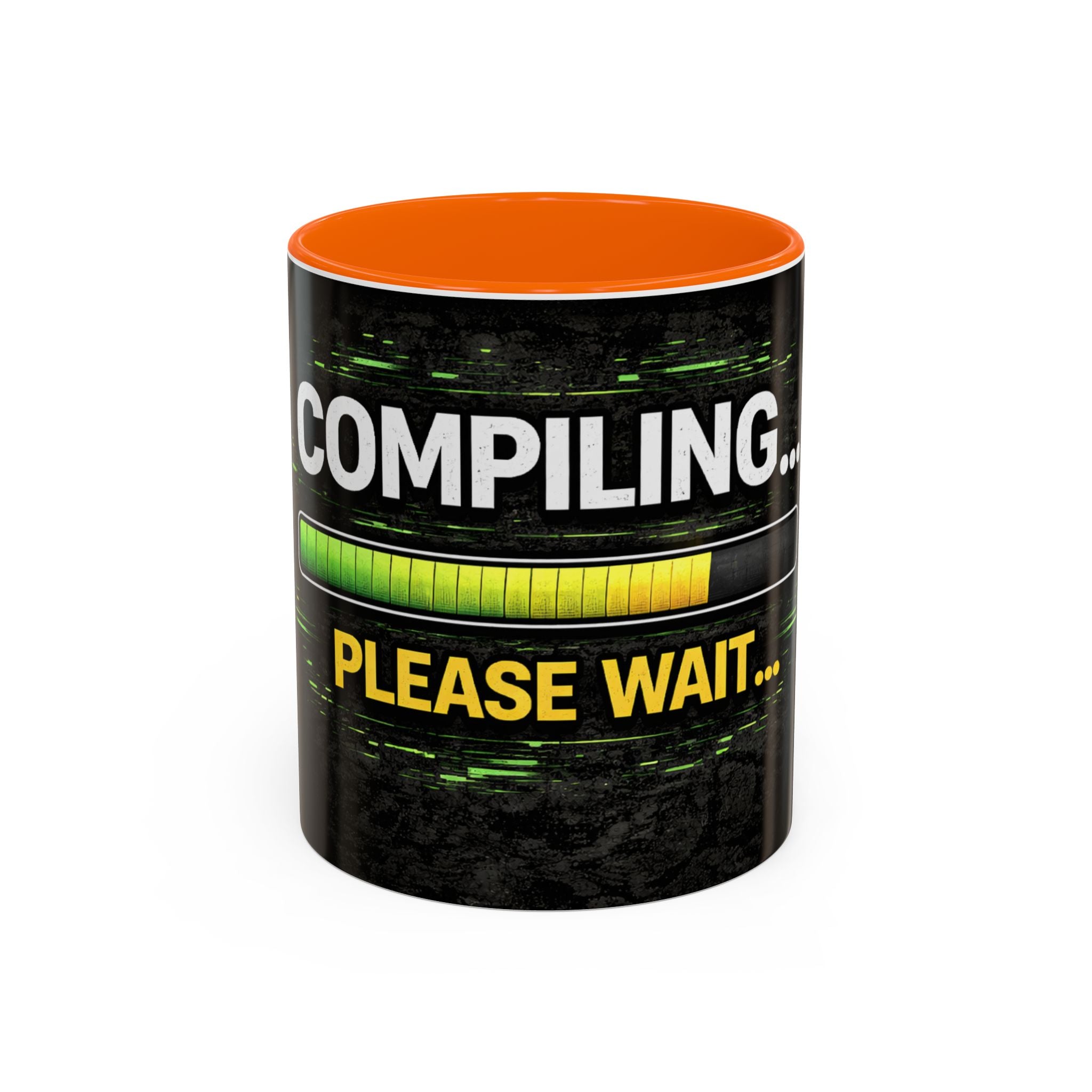 "Compiling, Please Wait" IT Humor Accent Coffee Mug (11, 15oz)