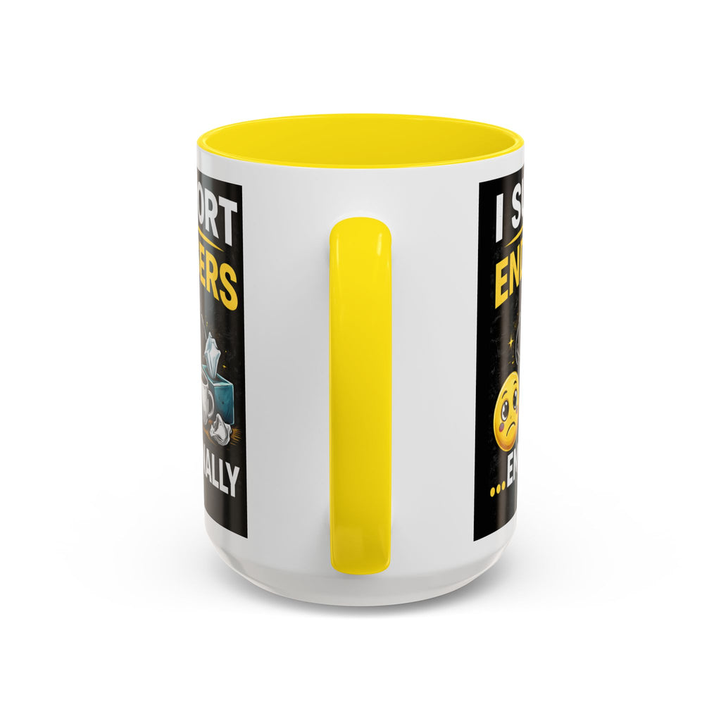 "I Support End Users, Emotionally" IT Humor Accent Coffee Mug (11, 15oz)