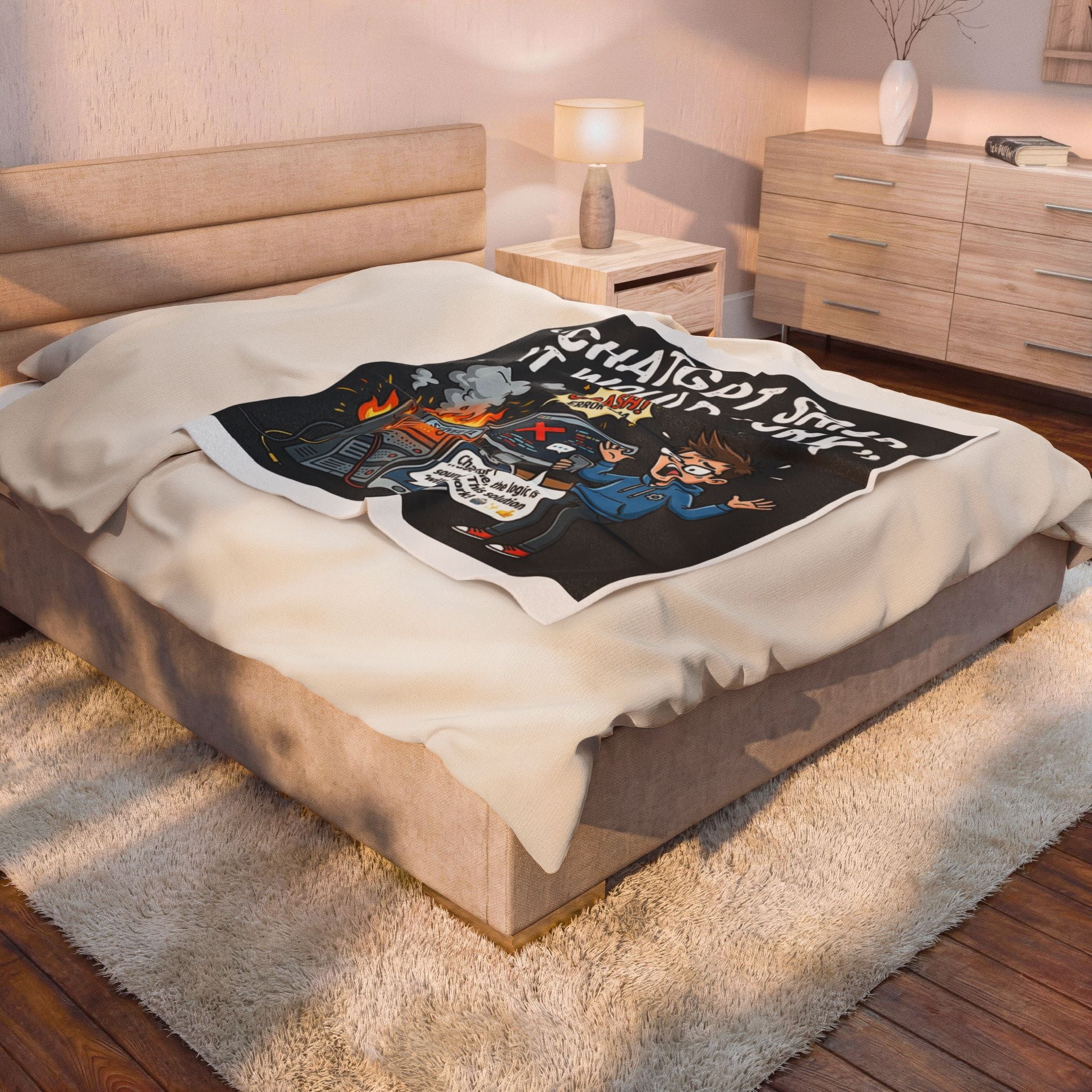 “ChatGPT Said It Would Work” Funny IT AI Tech Fail Throw Tech Humor Velveteen Blanket