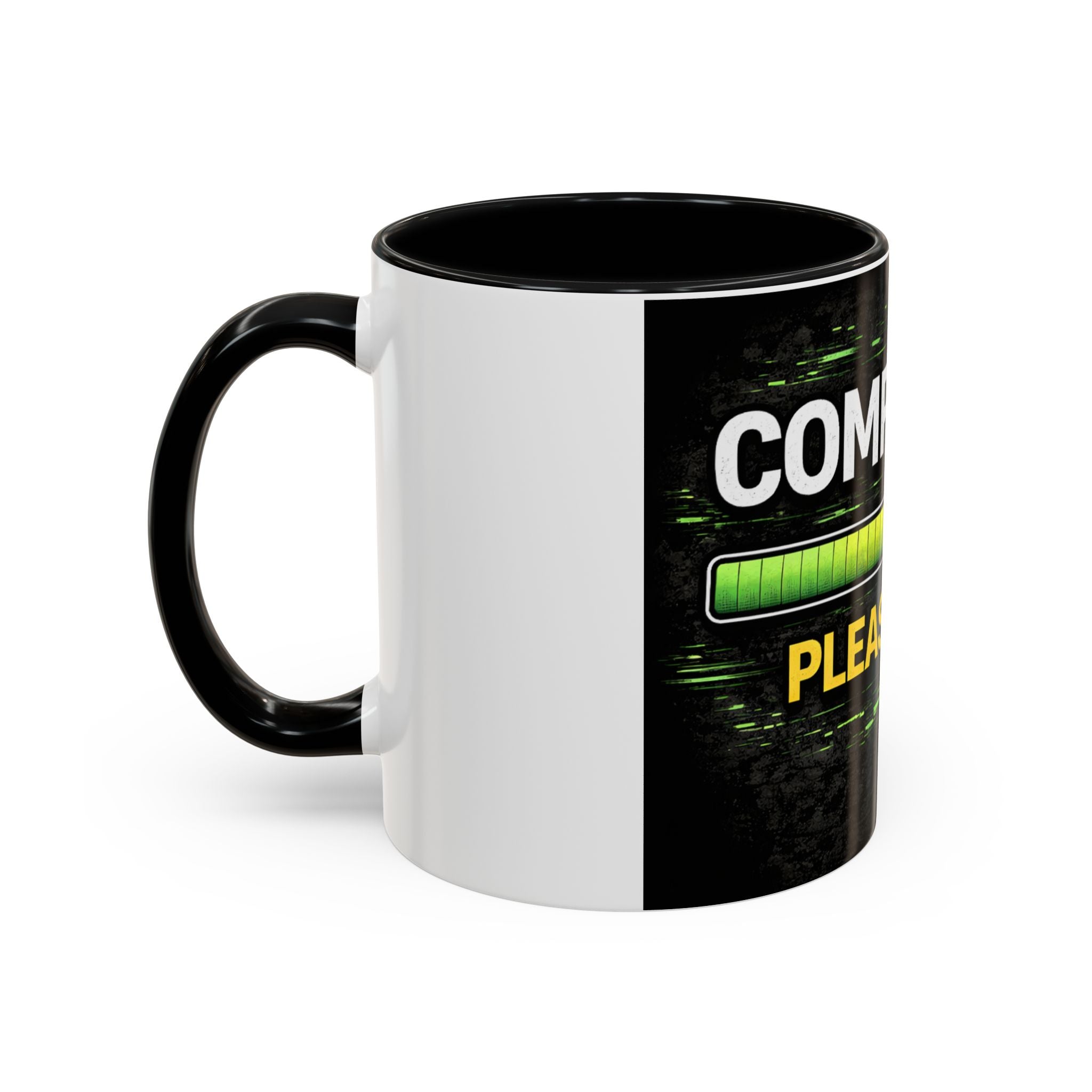 "Compiling, Please Wait" IT Humor Accent Coffee Mug (11, 15oz)