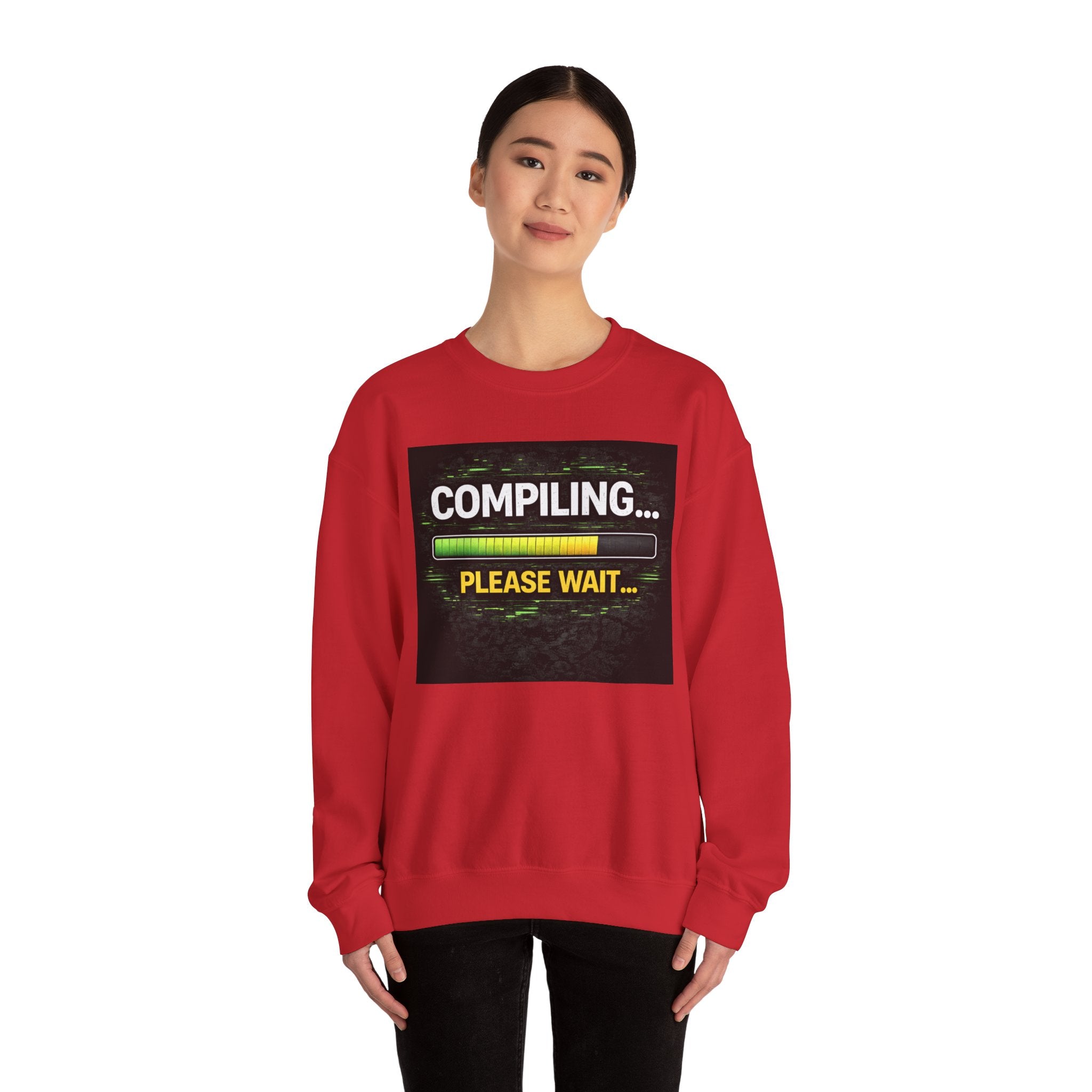 "Compiling... Please Wait" Tech Humor Crewneck Sweatshirt