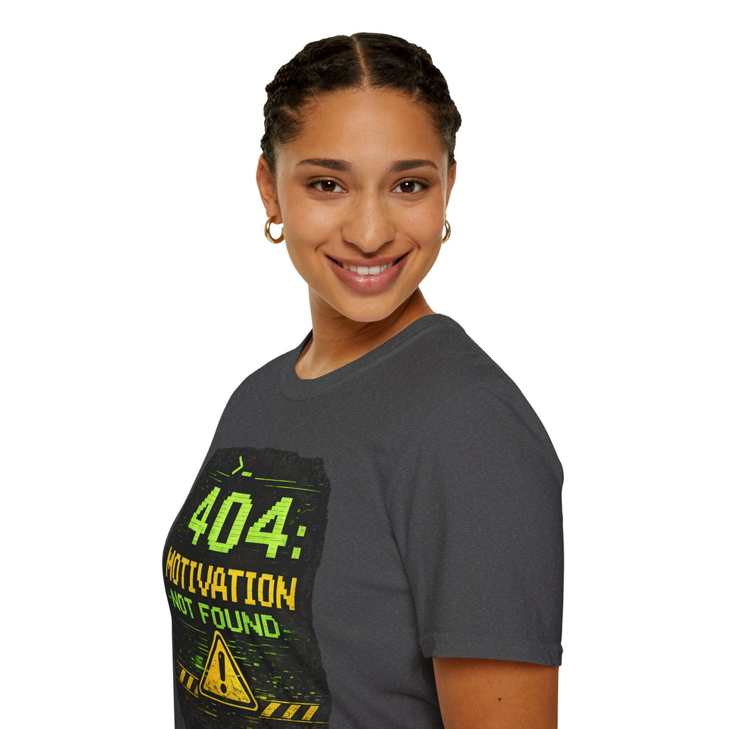 "404: Motivation Not Found" Funny IT Graphic Tee- Tech Humor T-Shirt