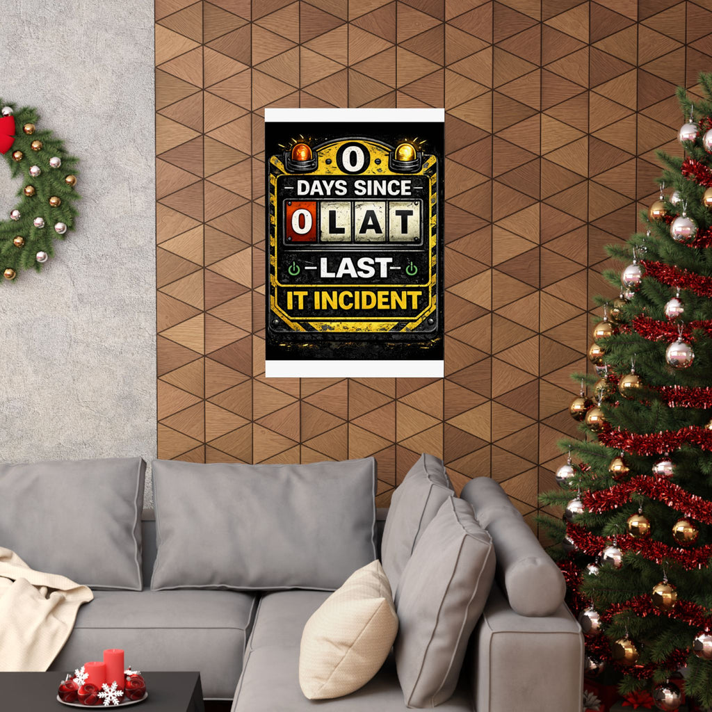 "0 Days Since Last IT Incident" Funny IT Tech Humor Matte Vertical Posters