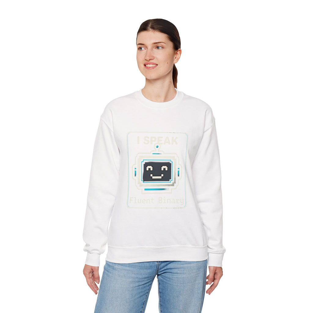 "I Speak Fluent Binary" Funny IT Crewneck Sweatshirt